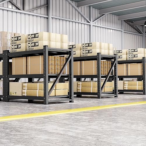 Miniatura 8 de heycode Estantes de almacenamiento de garaje resistentes estantería de metal ajustable de 3 niveles con ruedas estante de utilidad para garaje