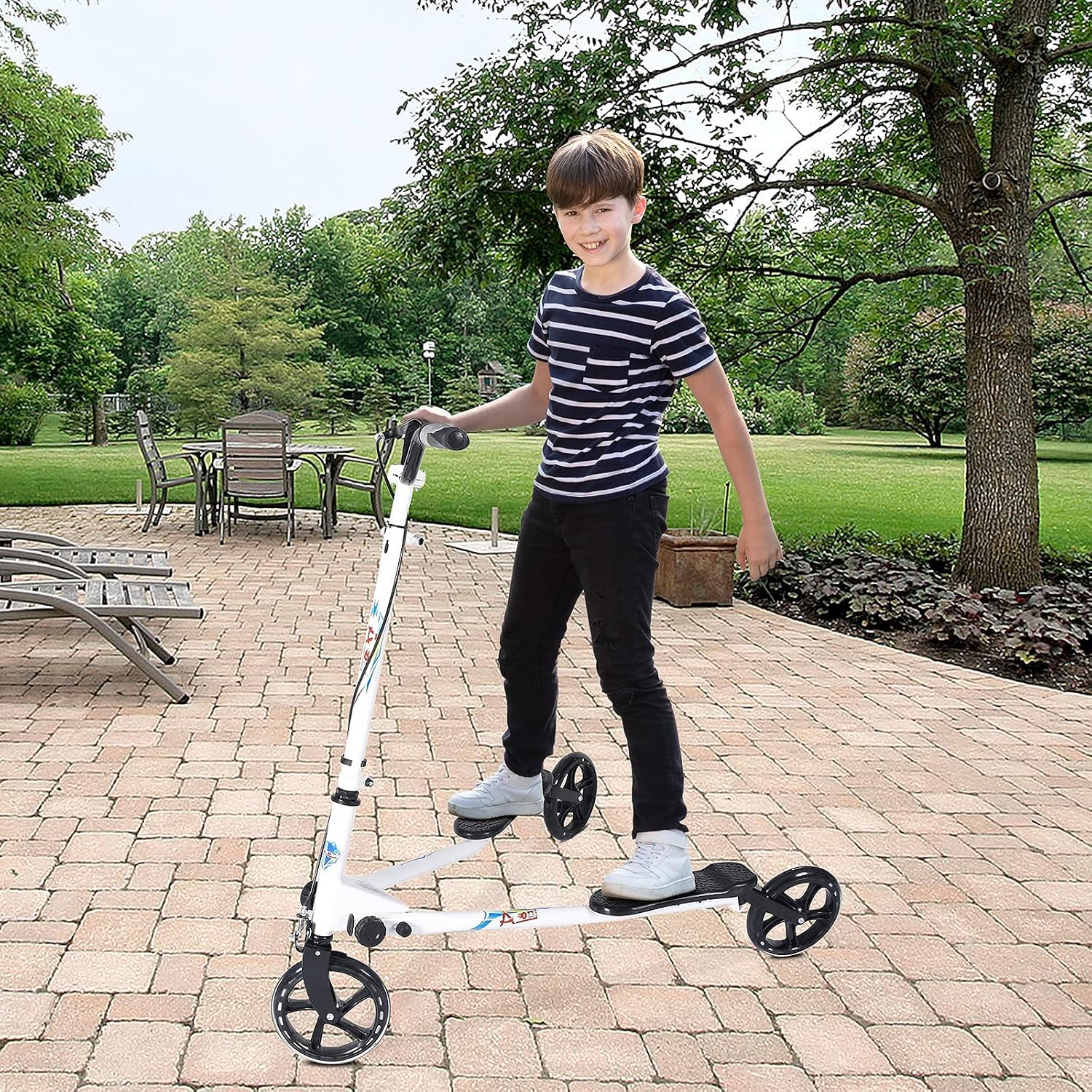 Up To 50% OFF AODI 3 Wheel Foldable Scooter Swing Scooter Tri Slider Kick Wiggle Scooters Push Drifting with Adjustable Handle for Boys/Girl/Adult Age 8 Years Old and Up (White)
