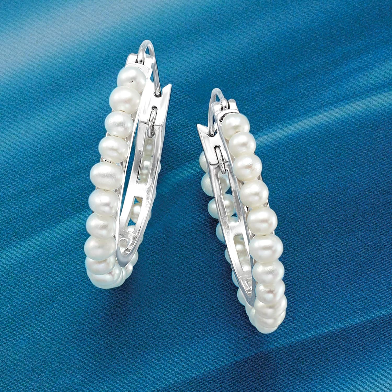 Ross-Simons 3-3.5mm Cultured Pearl Hoop Earrings