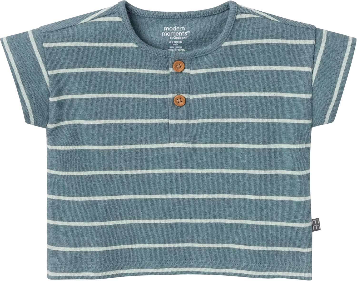 Modern Moments by Gerber baby-boys 2-piece Short-sleeve Henley Shirt and Short Set - Image 2