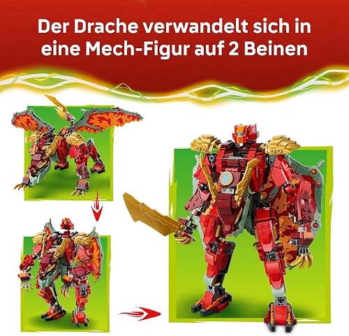 LEGO NINJAGO Wyldfyre's Transforming Dragon Mech Toy - 2in1 Ninja Action Figure w/Empress Beatrix Mech & 6 Minifigures - Birthday Gift for 9+ Year Old Boys & Fans - 71868 - 3