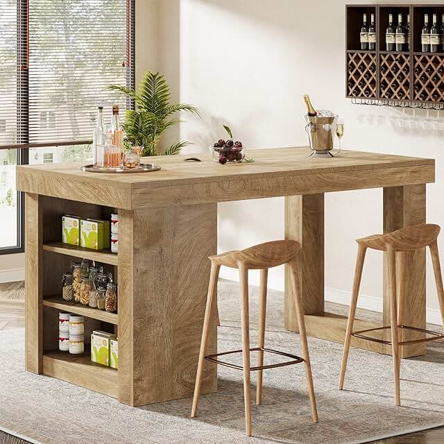 Tribesigns Wooden Farmhouse Bar Table, 55