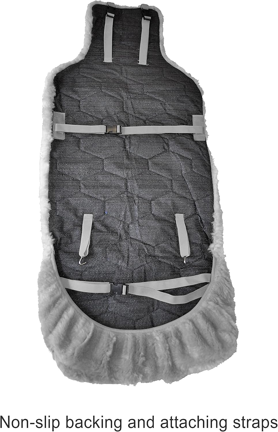 Faux Sheepskin Car Seat Cover - Luxury Fleece Sideless Universal Seat Cover - Gray - (1 Single)