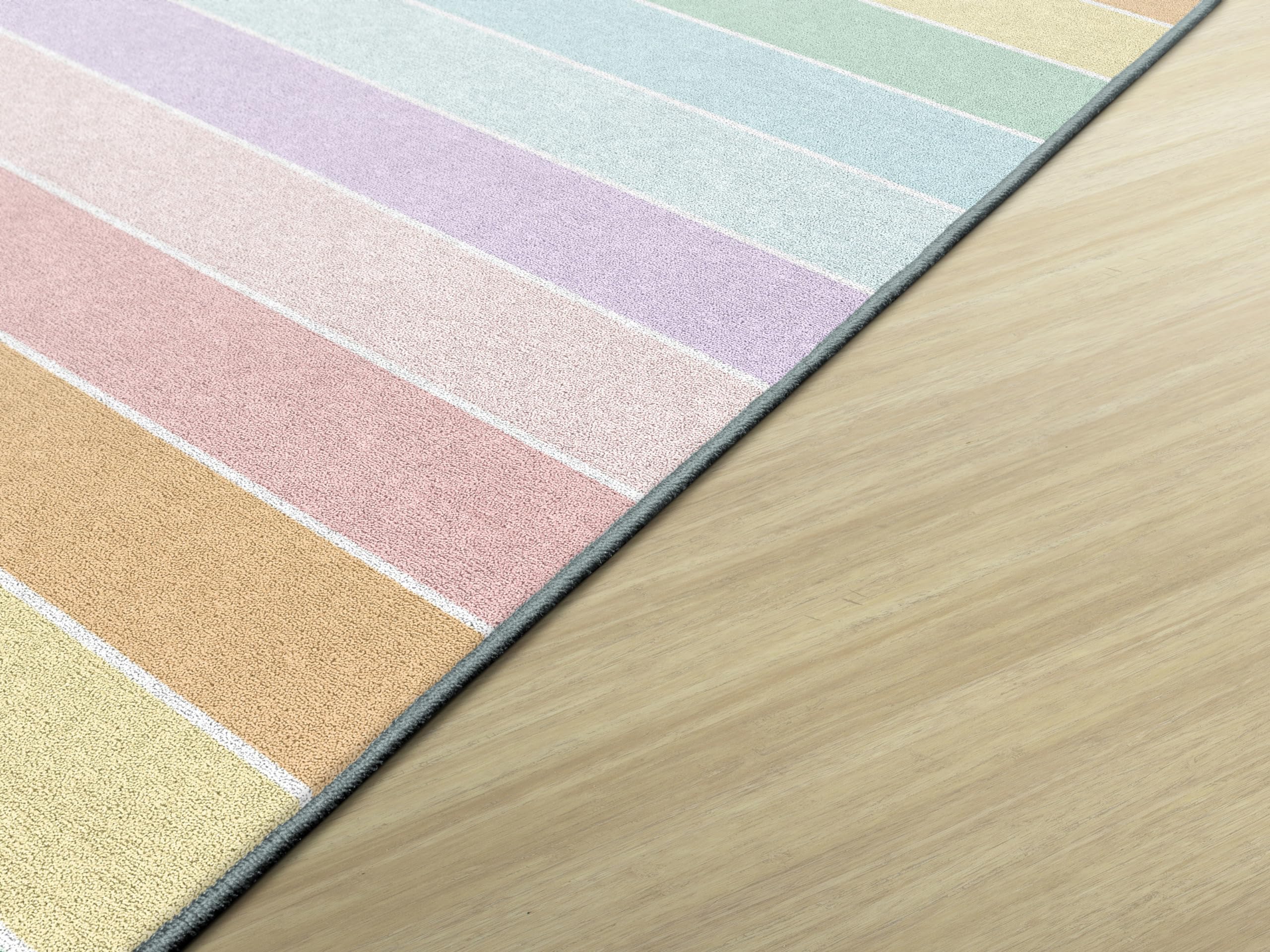 Flagship Carpets Schoolgirl Style Pastel Rainbow Stripe Educational Area Rug for Kids Room Seating Décor, Children's Classroom, Play Carpet for Teaching and Playroom, 5' x 7'6