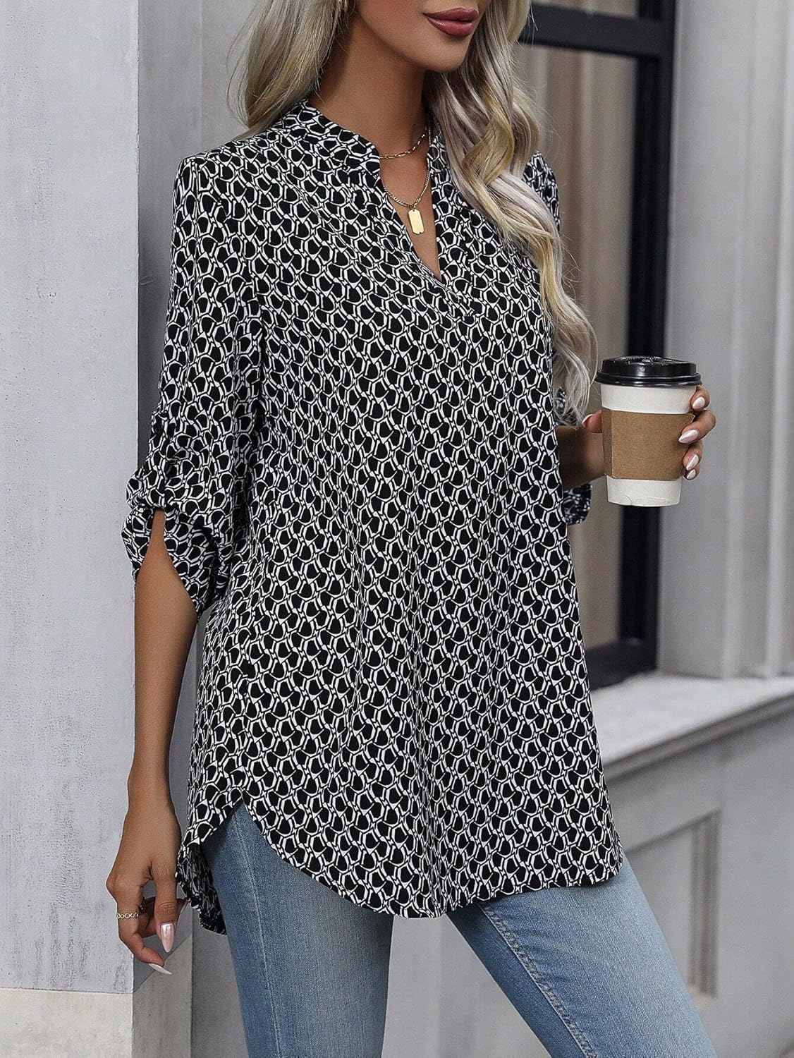 Women's 2025 Fashion Tops Long Sleeve V Neck Business Casual Blouses Tees Shirts Trendy Clothes Bohemian Outfits - Image 4