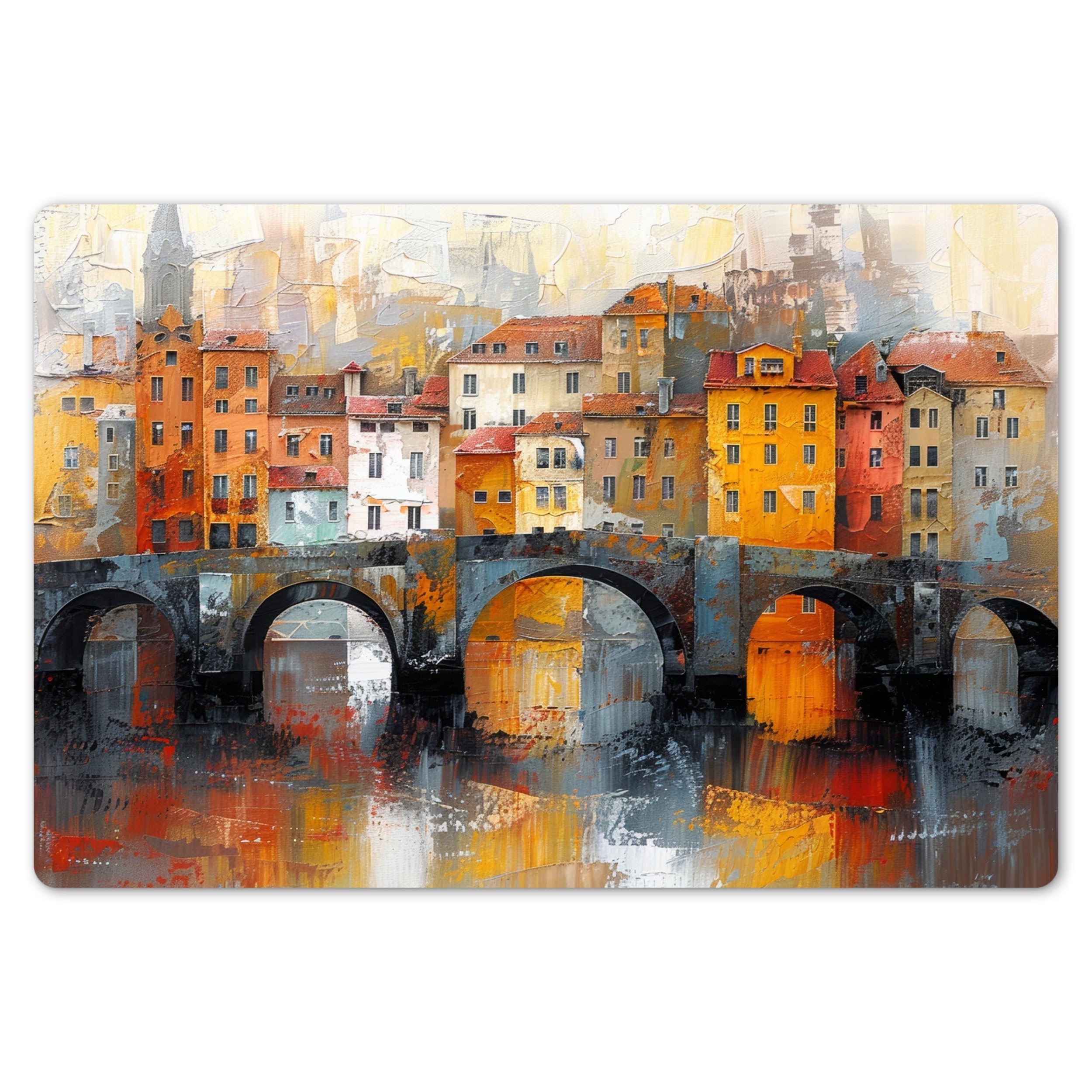 KitchenYeah© Place Mats 18"x12" / 45x30 cm Waterproof Sets Non Stick Wipe Clean Anti Slip Dinner Wipeable Placemats Table Mat Dinning Moat - Houses - Art
