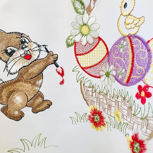 Miniatura 2 de BrekSdat Juego de 6 manteles individuales bordados 100% poliéster, juego de 6 manteles individuales para mesa de comedor, huevos de conejo,