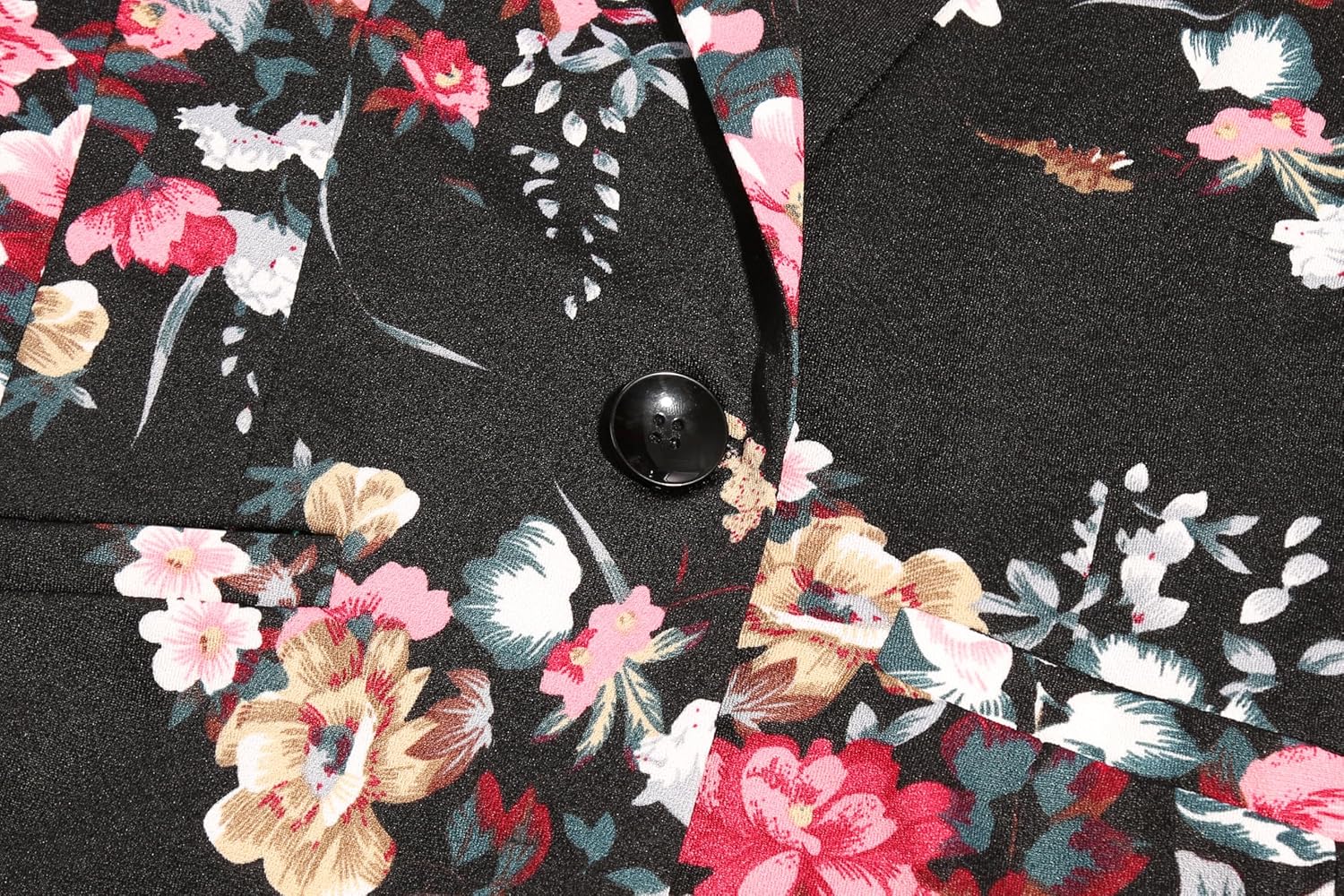 MINTLIMIT Womens Casual Blazer Jacket Pockets Open Front Work Office Blazer Ruched 3/4 Sleeve Lapel Button Jacket,Floral Black,M