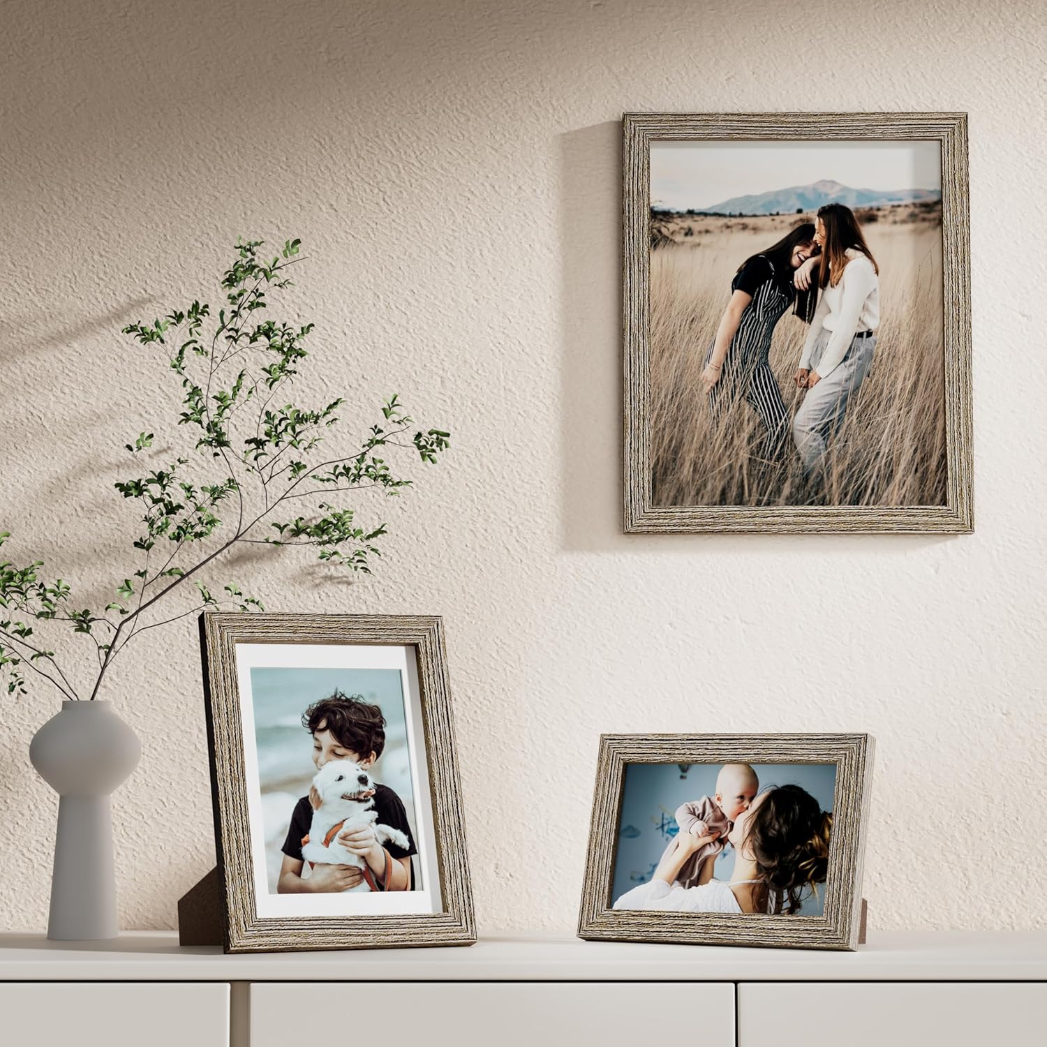 Vittanly Picture Frames Set of 10, Picture Frames Collage Wall Decor with Two 8x10, Four 5x7 and Four 4x6 Photo Frames, Gallery Wall Frame Set for Wall or Tabletop Display, Grayish Brown