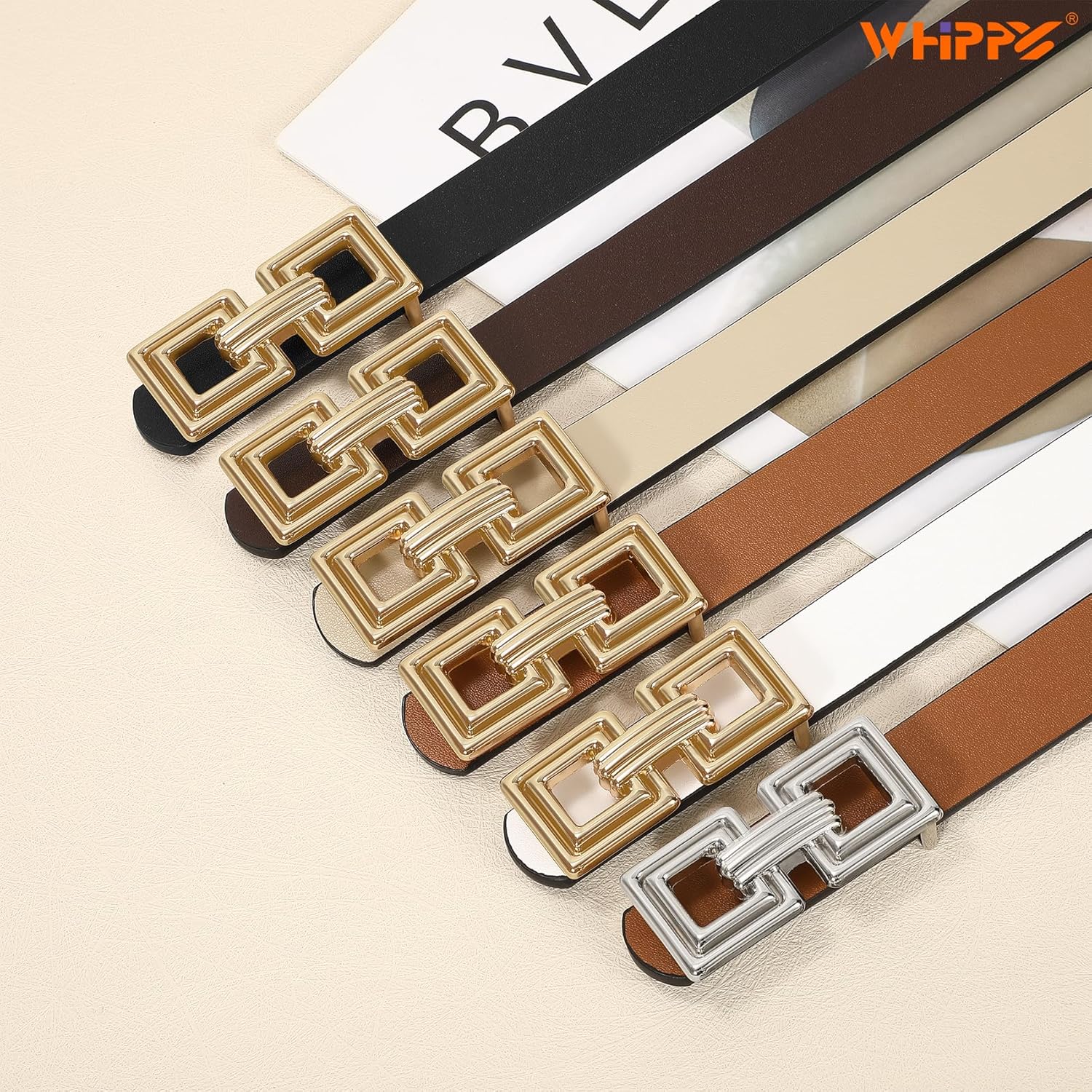 WHIPPY Reversible Leather Belt for Women Fashion Ladies Faux Leather Belt for Jeans Pants Dress with Gold Buckle 1 Pack - Image 7