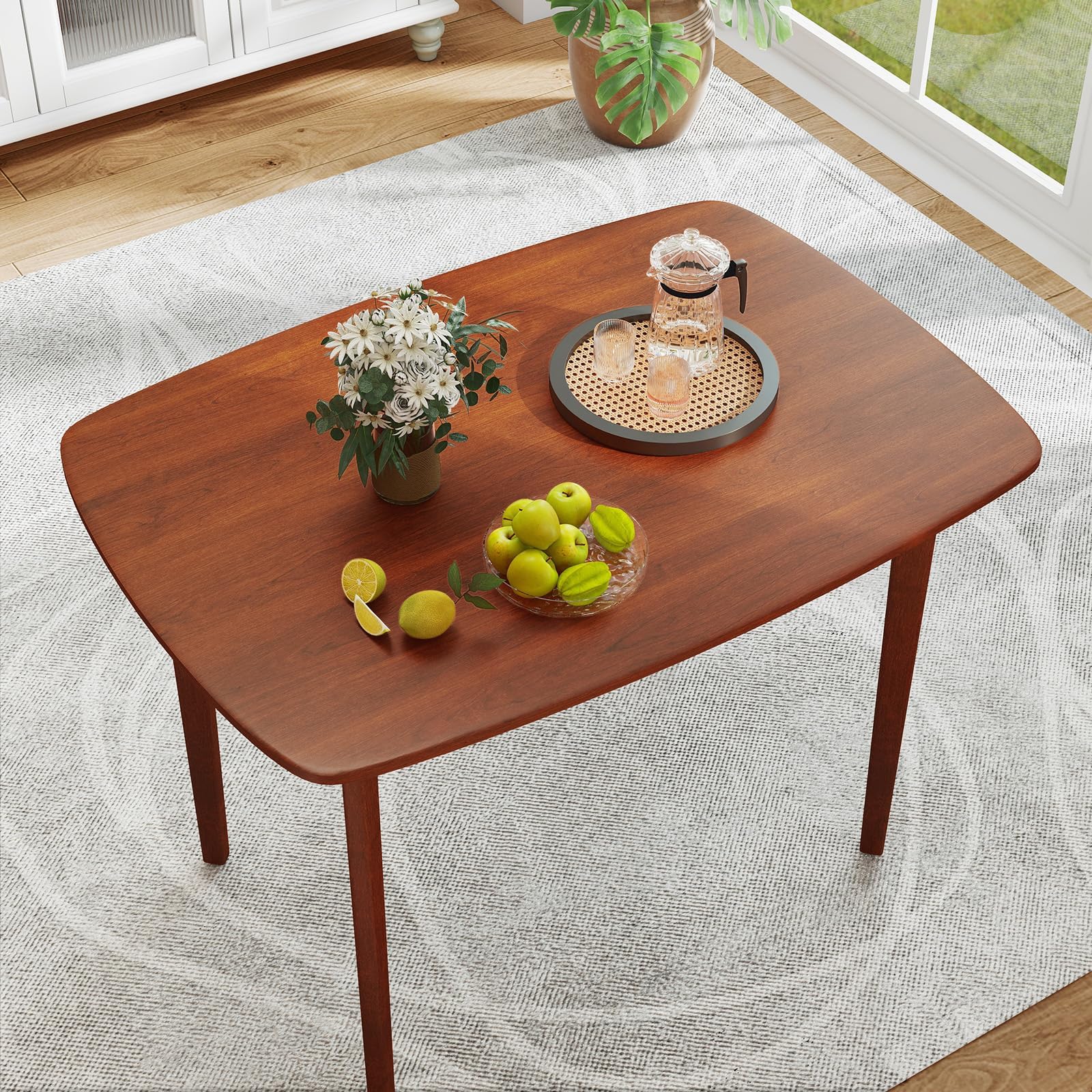 LIFEZEAL Tavolo Sala da Pranzo, Tavolo da Cucina, 110x78 cm, per 4-6 Posti, Vintage, Salvaspazio, Rettangolare, con Gambe in Legno Massello, Ampio Piano, per Soggiorno, Ristorante, Max 90kg, Marrone