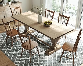 Wooden Dining Chairs Set of 6, Windsor Dining Chairs with Spindle High Back & Solid Wood Legs, Farmhouse Vintage Kitchen Chair for Dining Room/Restaurant, Armless(Walnut)
