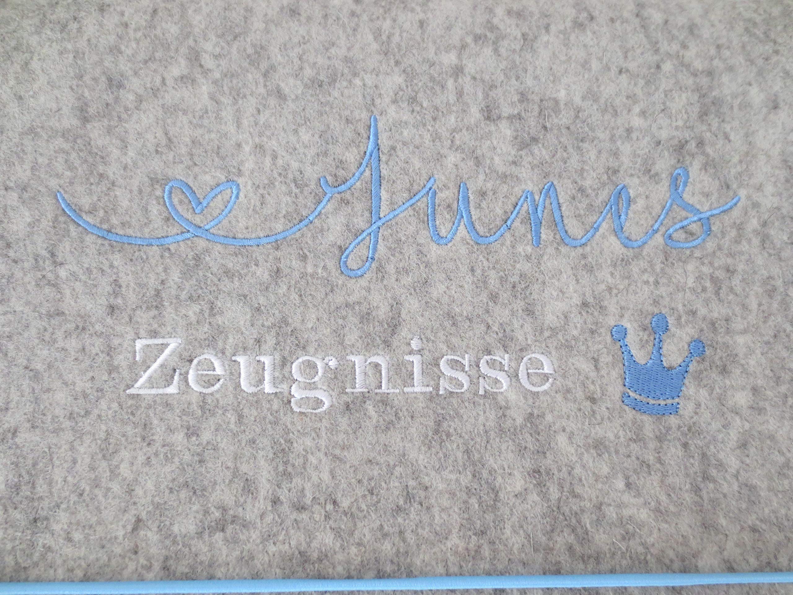 Zeugnismappe Wollfilz Mappe Zeugnisse DIN A4 Grundschule Schule"Krone"