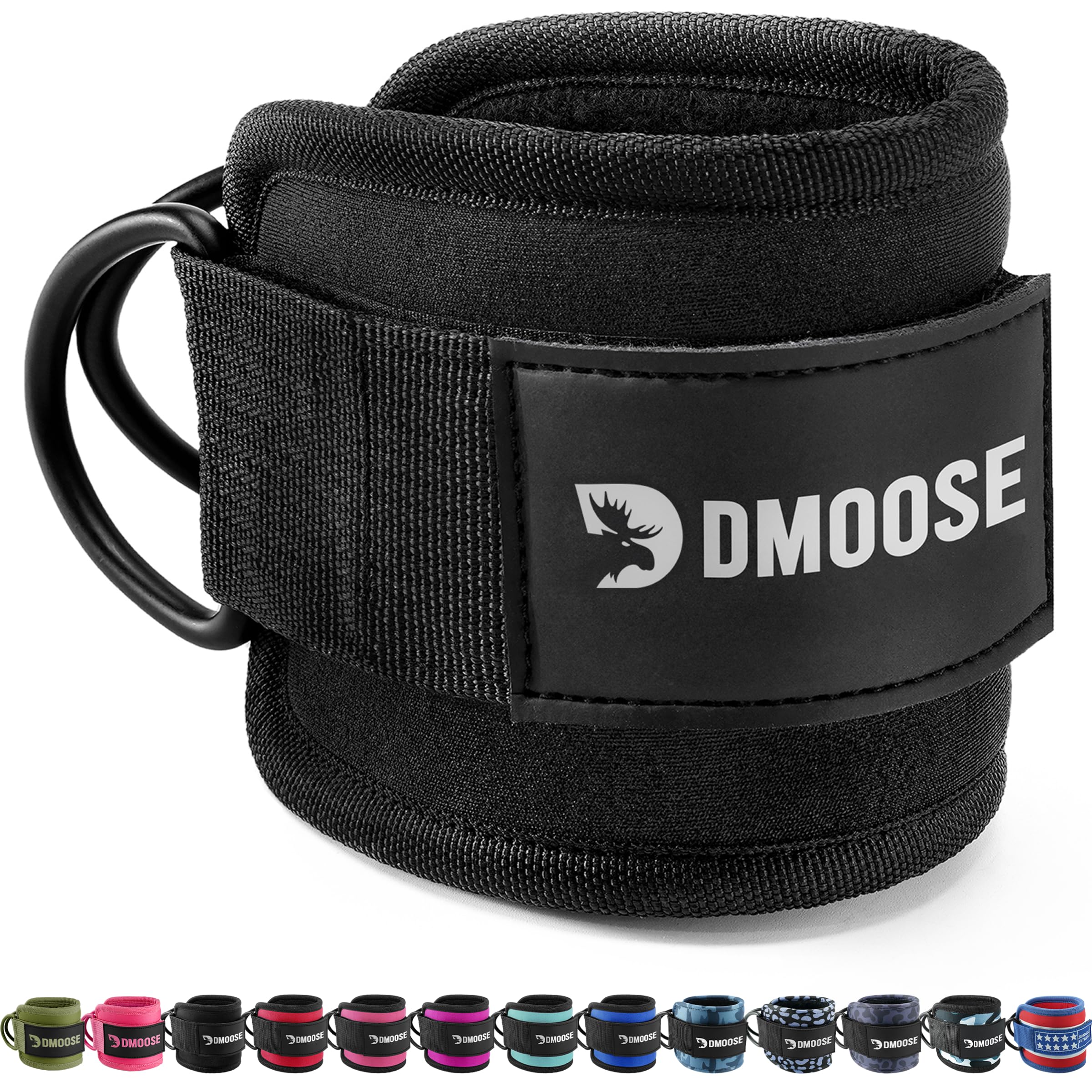 DMoose Fitness Foot Straps Cable Pull - Padded Gym Ankle Straps for Leg Extenders and Hip Abductors - Foot Cuffs for Cable System, Foot Loops for Men and Women