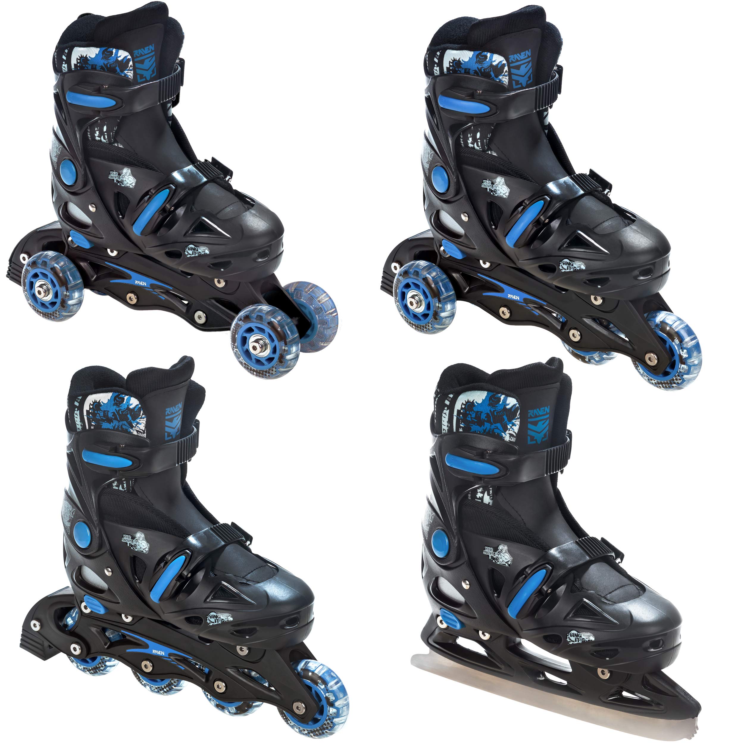 RAVEN 3in1 Kids Inline Skates Triskates/Rollskates Prinses Maat 26 29 16cm 18cm 673520983