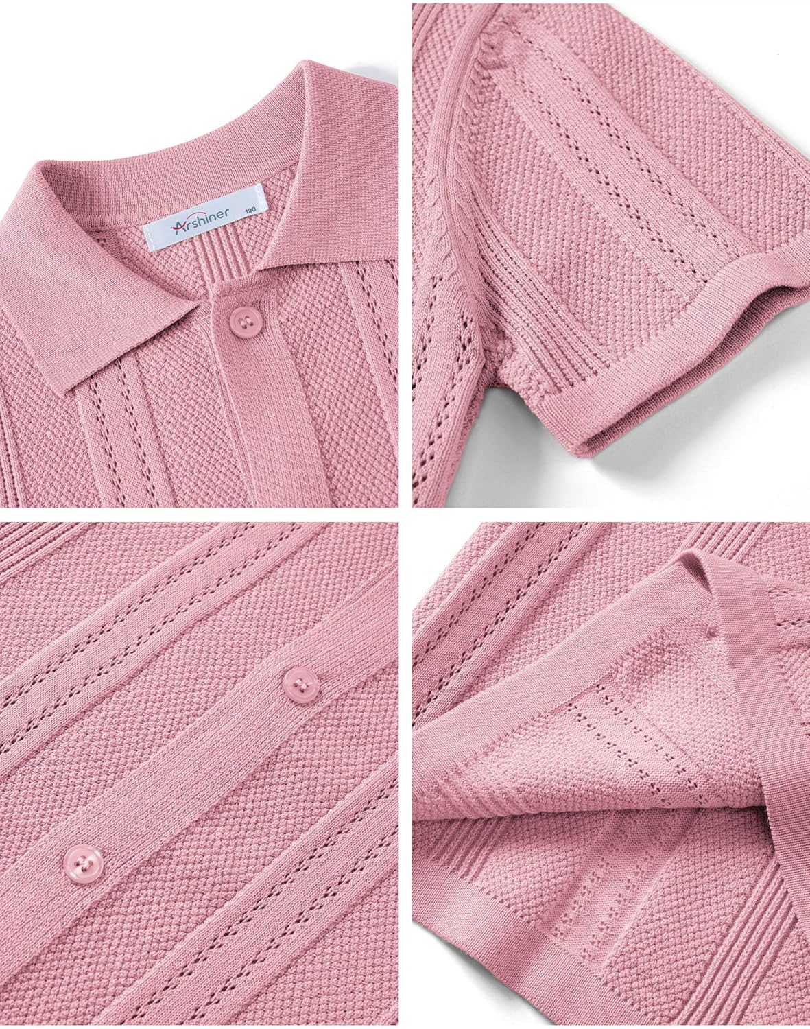 Arshiner Boys Button Down Shirt Short Sleeve Knit Fashion Casual Beach Shirts for Kids Size 4-11 Years - Image 6