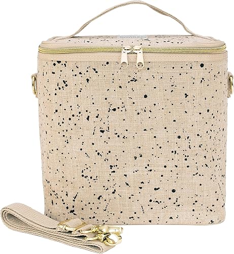 Miniatura 8 de SoYoung Lunch Poche - Lonchera aislada para el trabajo, viajes y picnic, diseño estético, linoalgodón, lavable a máquina, correa desmontable, rayas