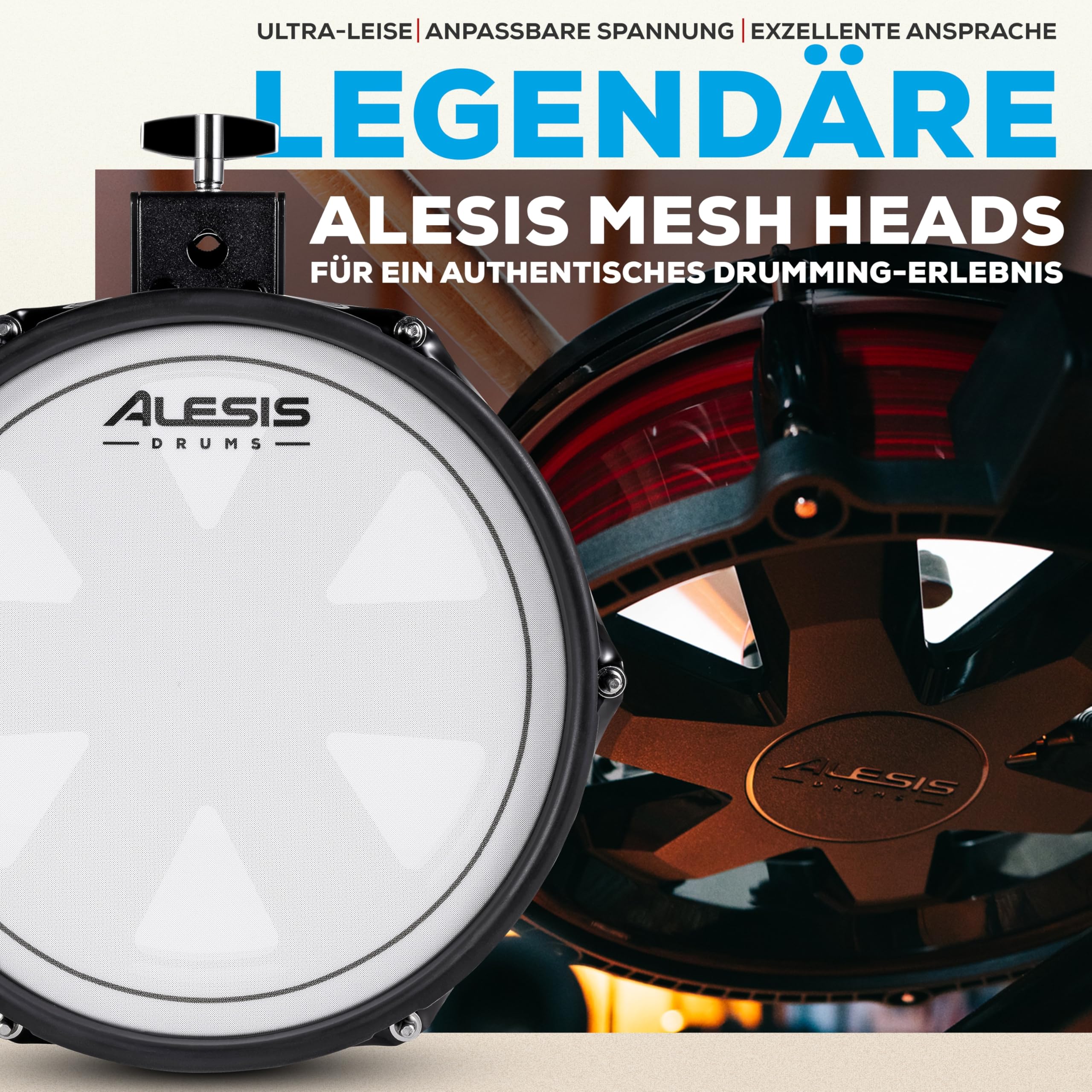 Alesis Nitro Pro Schlagzeug Elektronisch mit leisen Dual Zone Mesh Pads, 500+ authentischen BFD-Sounds, Bluetooth, Drumeo, USB-MIDI, Double Kick kompatibel