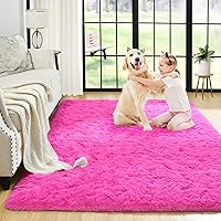 Vista 19 de Noahas Alfombras Esponjosas de Arcoíris para Dormitorio de Niñas, 2x4 Alfombra Peluda Rosa para Cuarto de Niños, Alfombras de Área Peludas para Sala