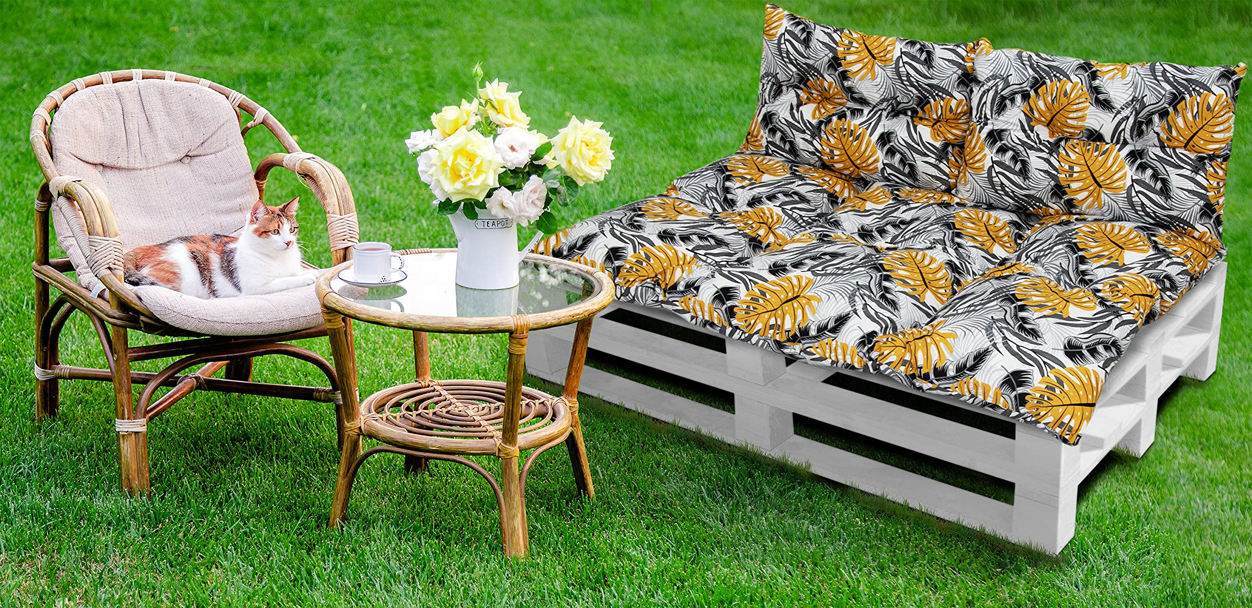 Amilian Ensemble de Coussins de Palette 1x 120x80 + 2X 40x60 Coussin de siège pour palettes Euro Meubles Balcon, Fauteuil d'extérieur ou Petit canapé pour Chambre de Jeune