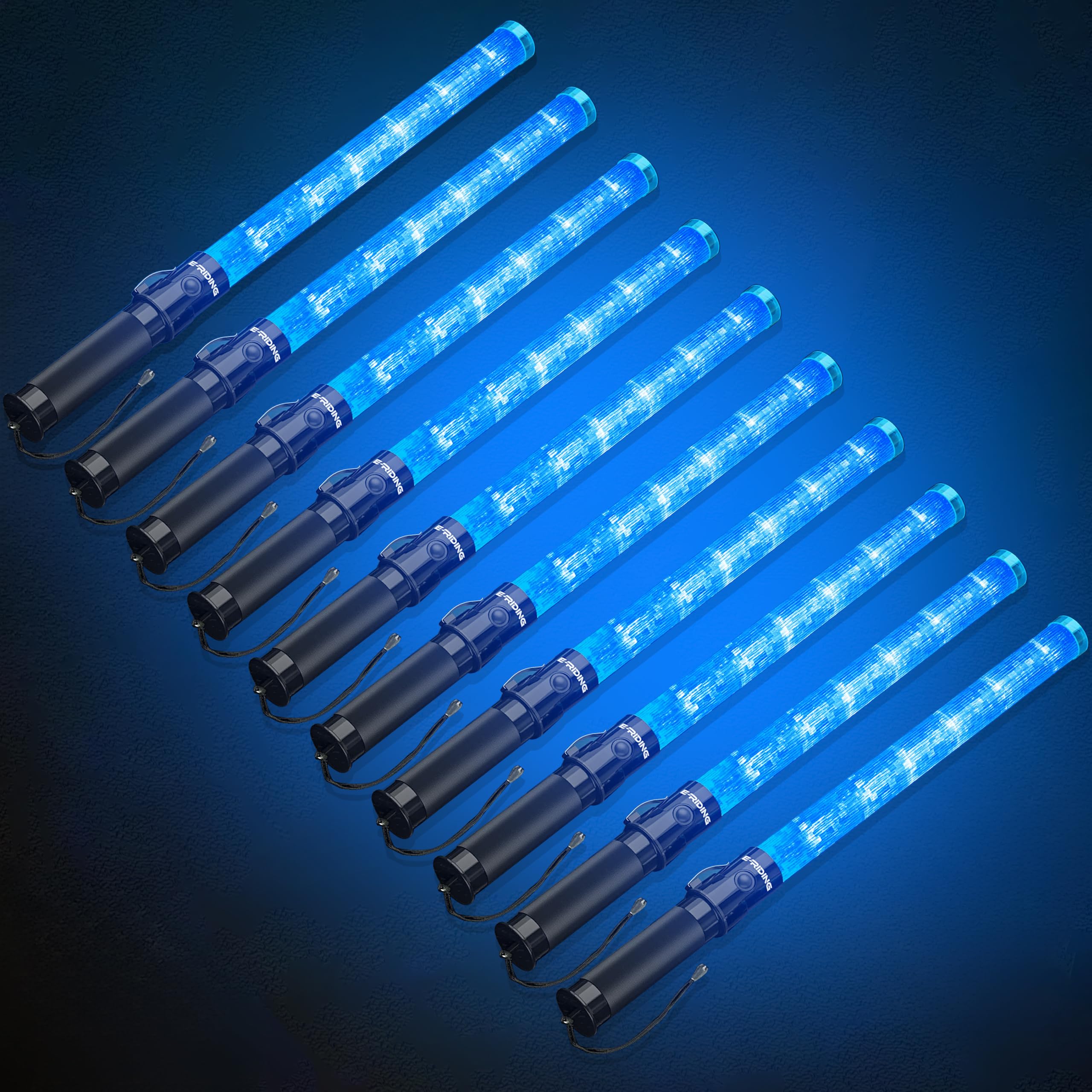 E-riding 10 Pack 21 Inch Blue Traffic Wand with 3 Flashing Modes