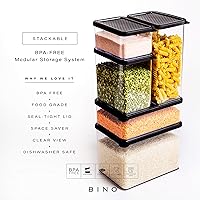 Vista 2 de BINO Recipientes herméticos para almacenamiento de alimentos con tapas, 0.9 cuartos de galón27.7 fl oz, color negro - Recipientes herméticos