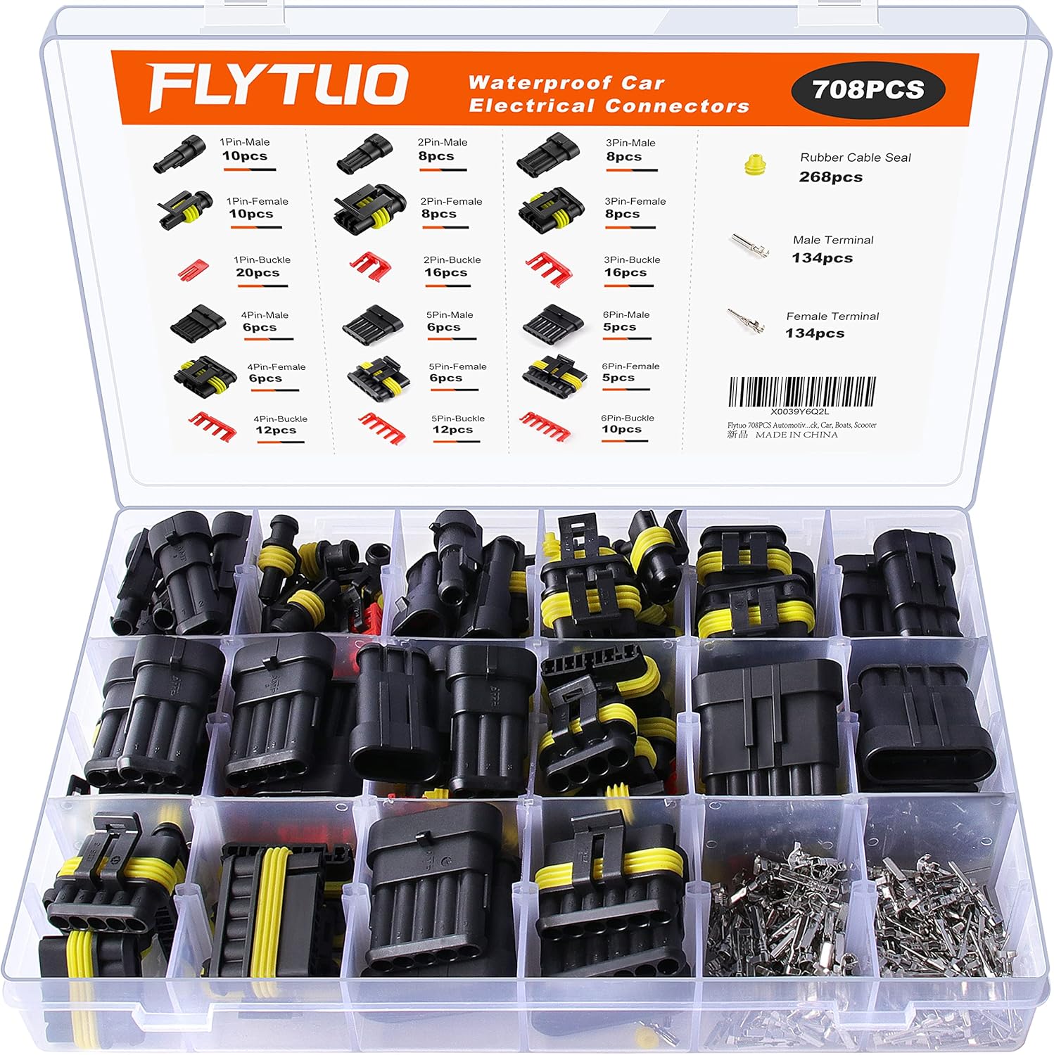 Flytuo 708PCS Automotive Waterproof Car Electrical Wire Connectors Plug