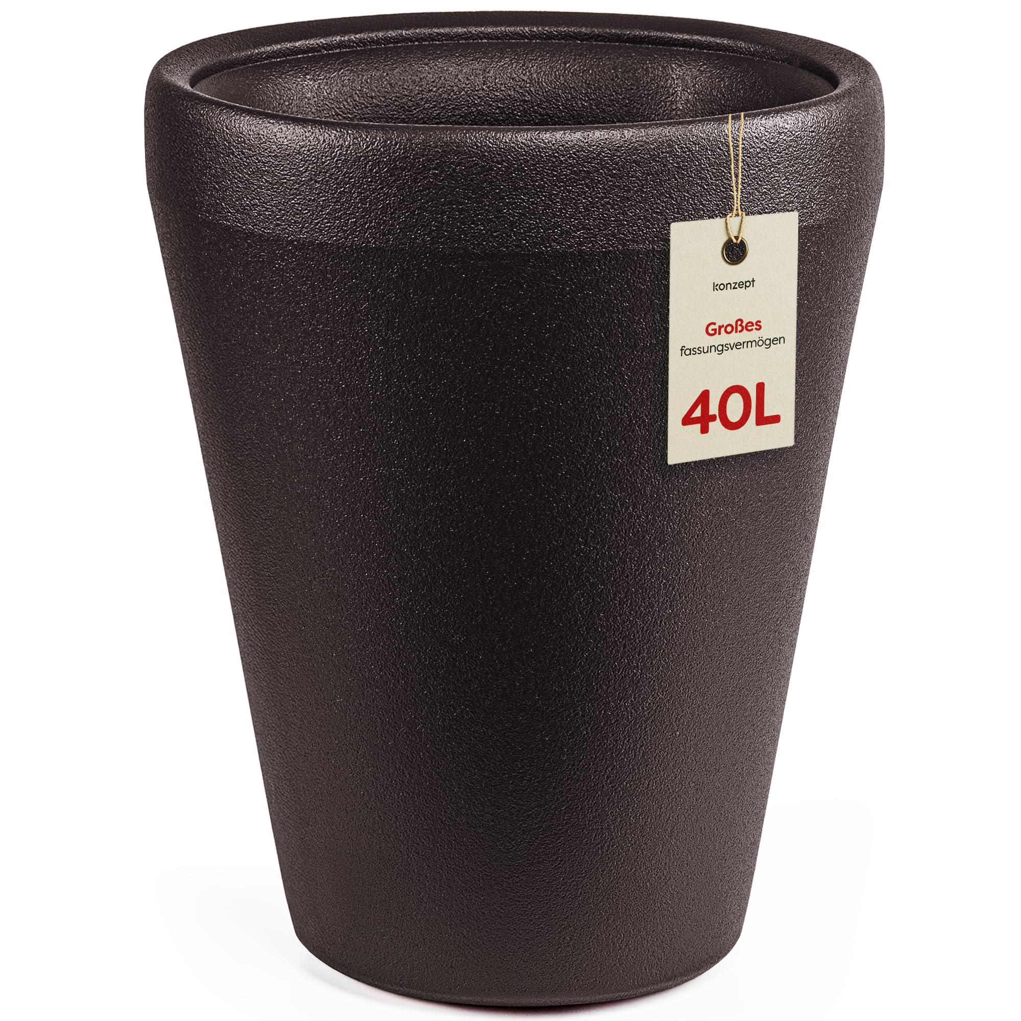 Maceta KONZEPT de 40 cm de diámetro en plástico, alta y grande, 40 L – Maceta con aspecto de arcilla, moderna, resistente a los rayos UV y a las heladas, ligera y de fácil cuidado, para interior y