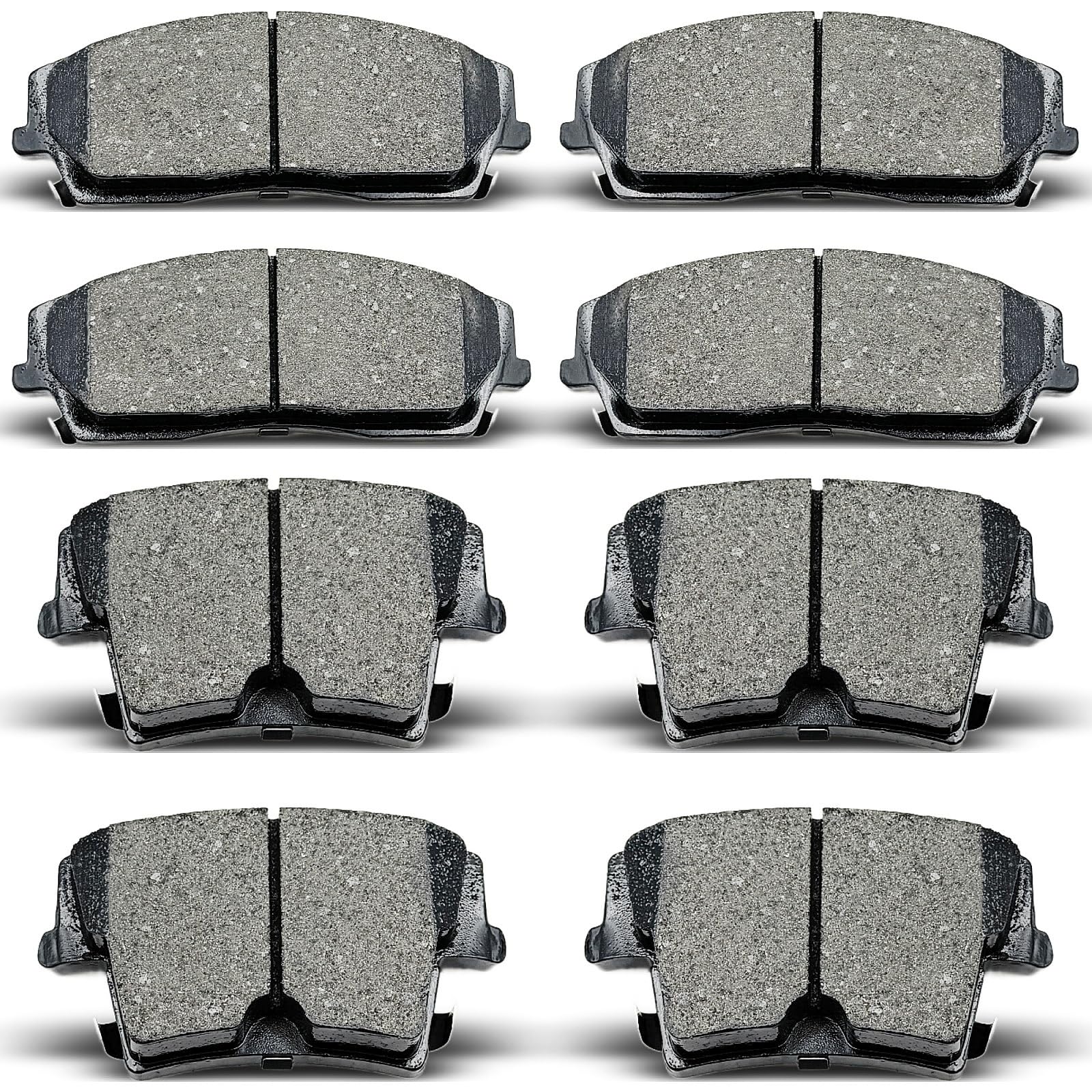 EVKINGAUTO Front & Rear Ceramic Brake Pads