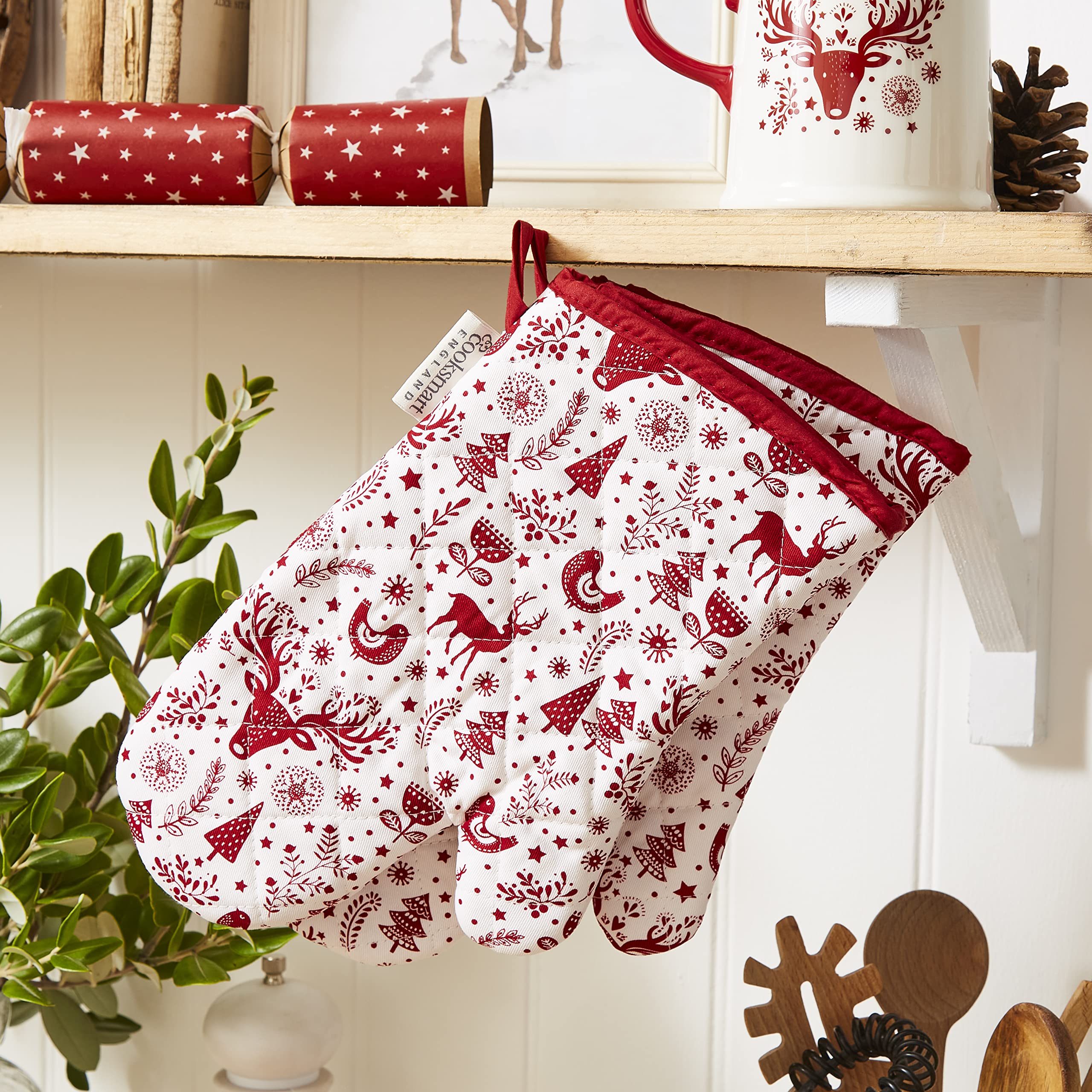 Cooksmart Hen House Lane Set Of 2 Neoprene Microwave Mitts | British Designed Farmhouse Mini Oven Gloves | Heat-Resistant Up To 100°C | Stylish