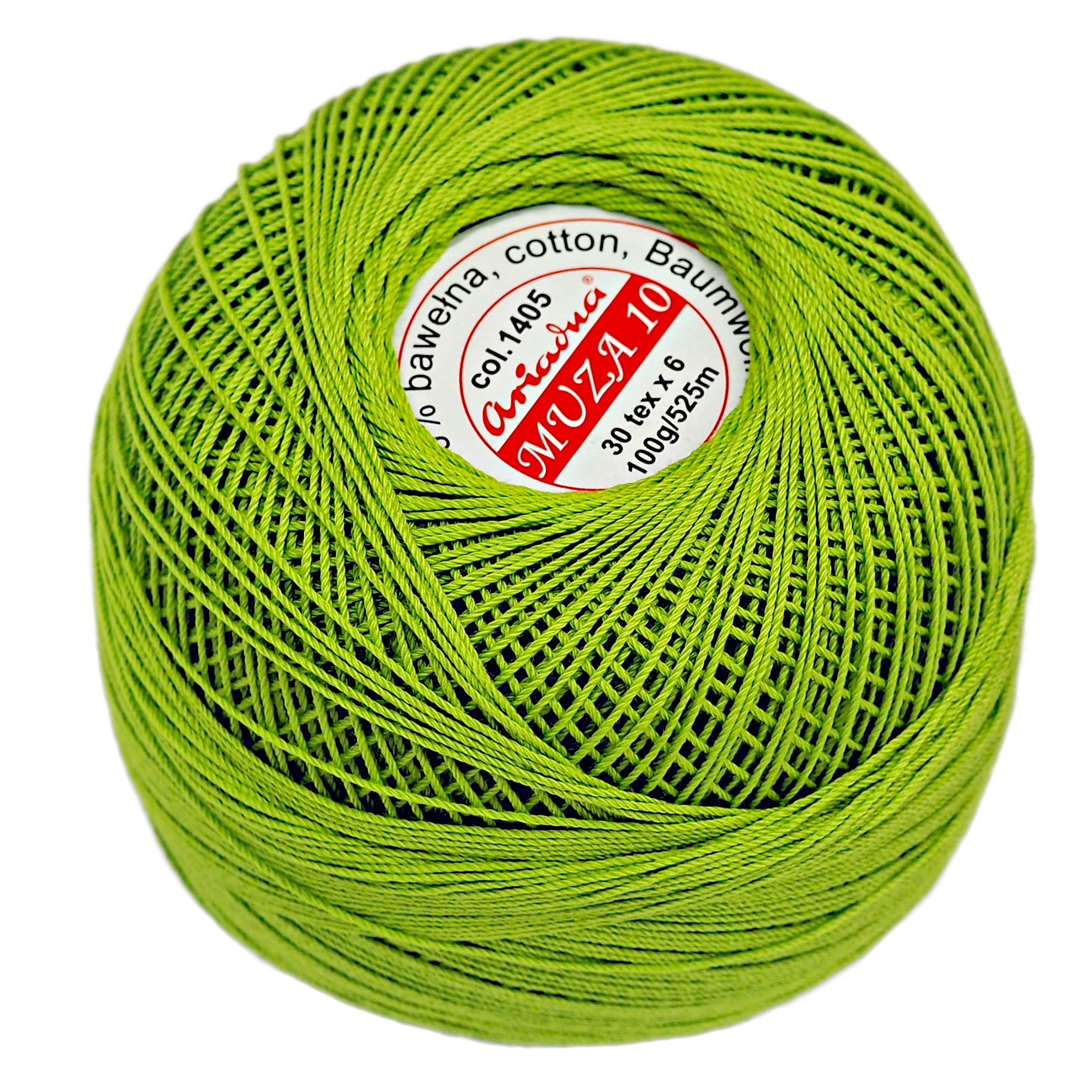 Luxurious Feel Crochet and Knitting Size 10, Fine Thread (574yd / 525m) Cotton Crochet Yarn (3.52oz / 100g (Light Green (1405))