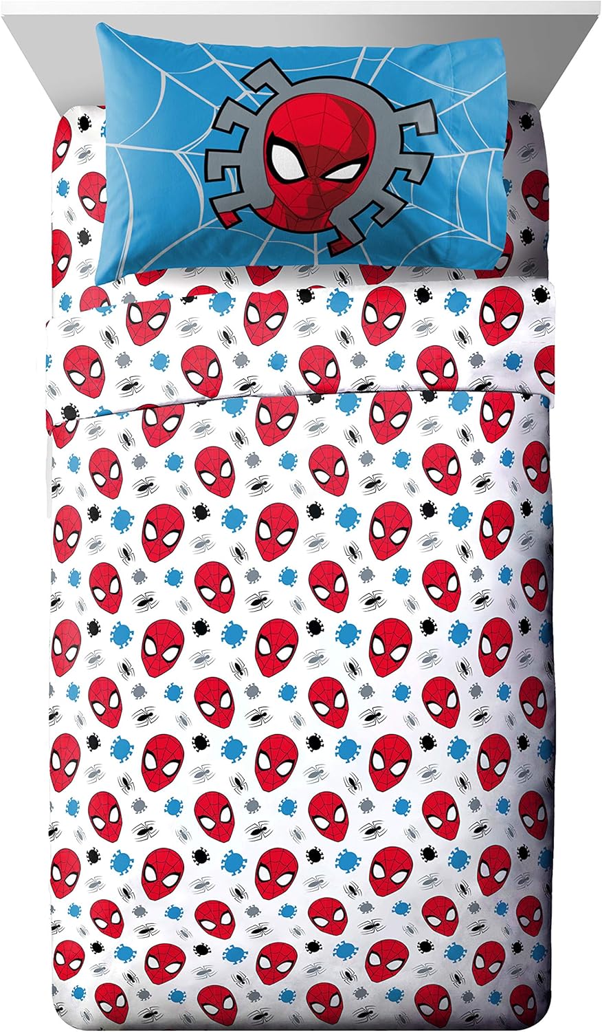 Jay Franco Marvel Spiderman Spidey Faces 5 Piece Full Bed Set - Includes Reversible Comforter & Sheet Set Bedding - Super Soft Fade Resistant Microfiber - (Official Marvel Product) - Image 4