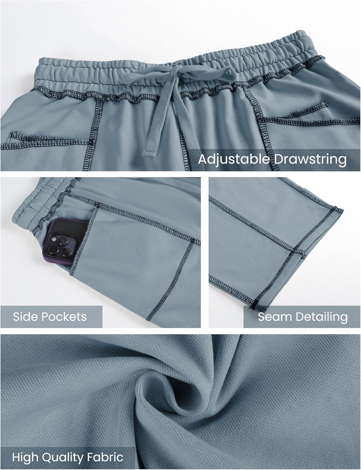 Athlisan Womens Baggy Barrel Pants Wide Leg Lounge Drawstring Sweatpants with Pockets - Image 6