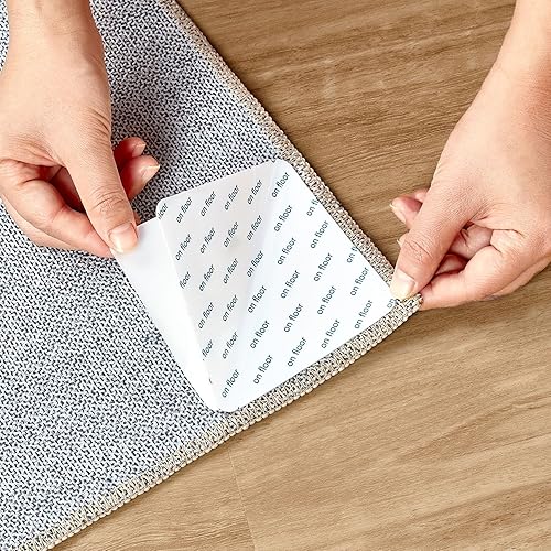 Miniatura 2 de kakania Cinta adhesiva para alfombras para suelos de madera dura, 12 unidades antideslizantes para alfombras de suelo de madera, calcomanías para