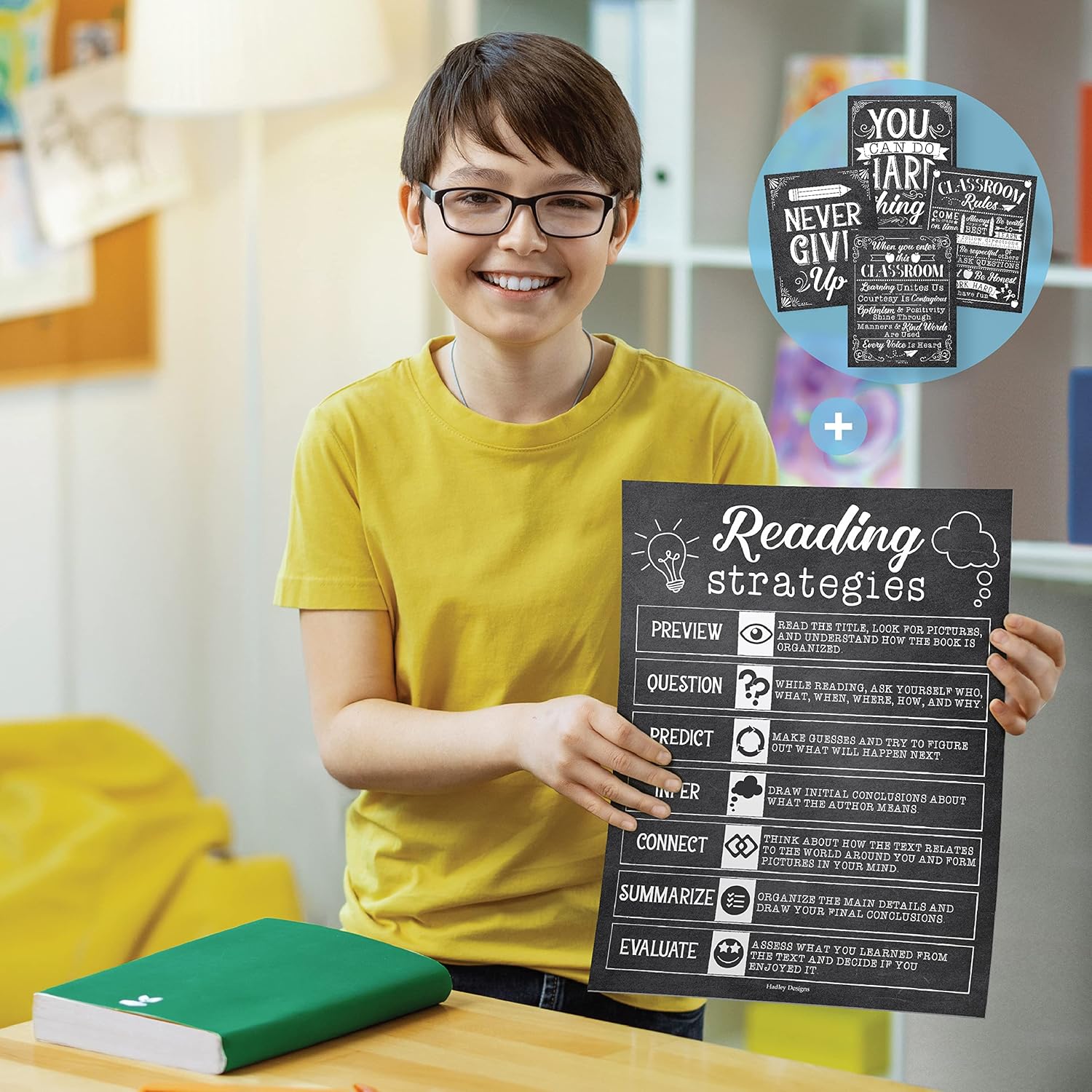 Amazon.com: Hadley Designs 6 Black & White Reading Posters For ...