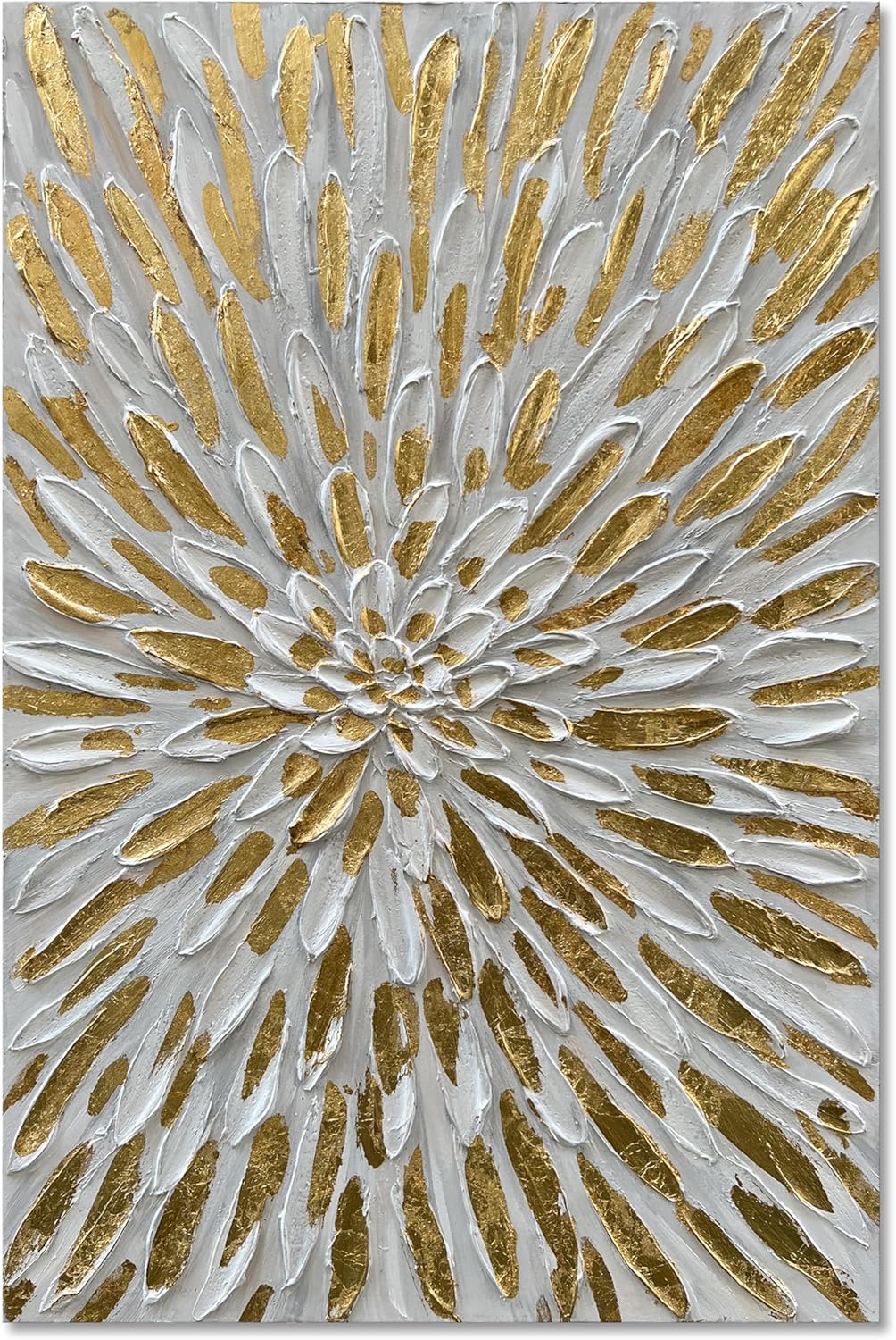 Art Hand-Painted Gold Texture Oil Painting White Flowers Modern Abstract Art Painting 45x30 inch Home Wall Decorative Art Dn201