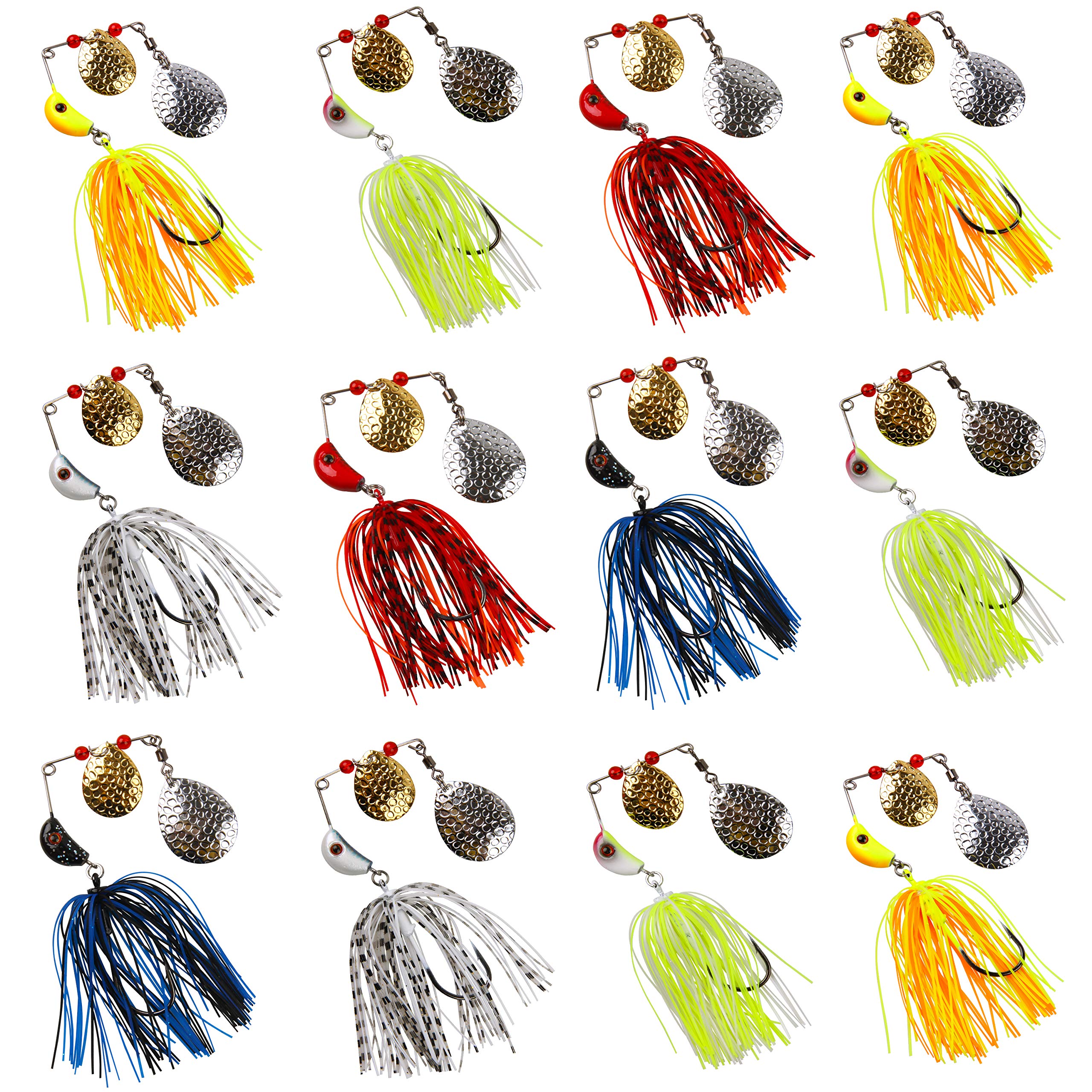 SILANON - Juego de cebos giratorios de metal duro para pesca de agua salada, 12 piezas, 12 piezas