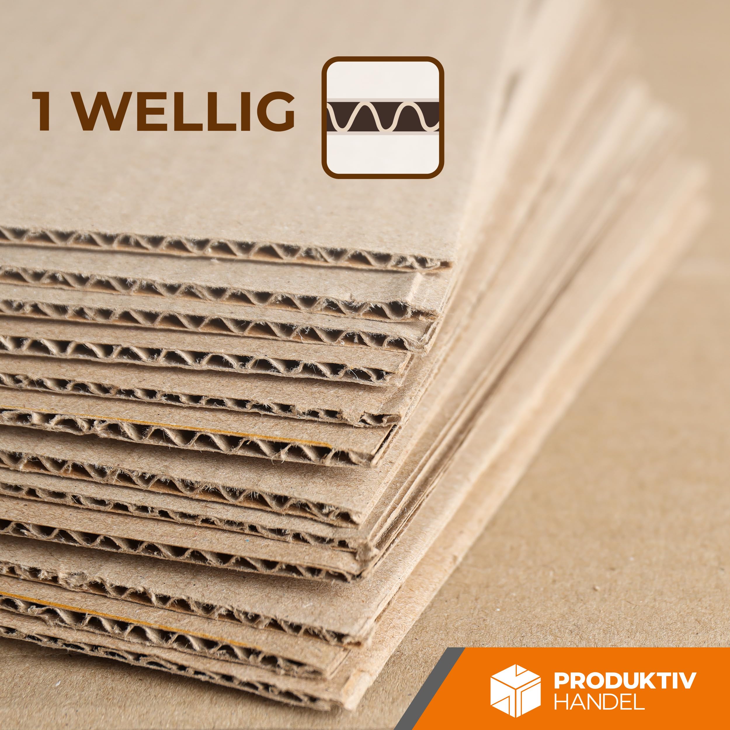 Wellpappe Zuschnitte A3 | 29,7 x 42 cm | 50 Stück Stabiler Bastelkarton braun, ein-wellig (1.01 B) | Ideal für DIY, Modellbau & Kinderbasteln | Produktiv Handel