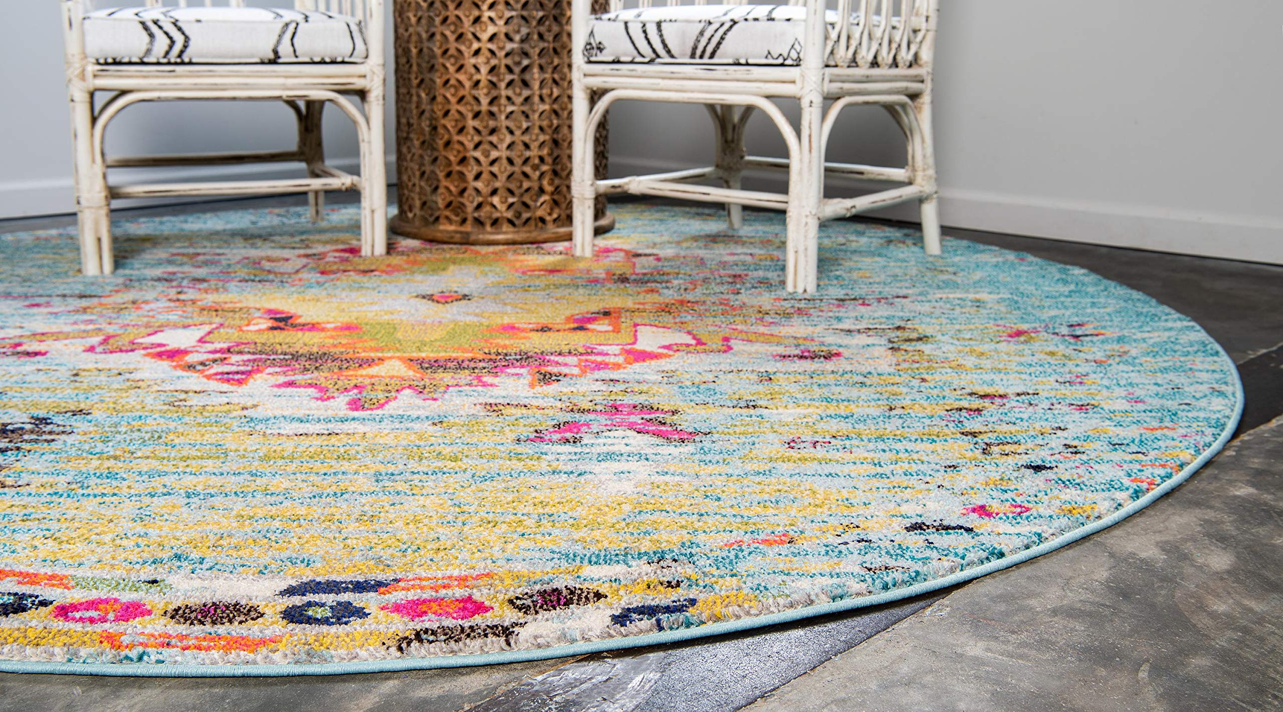 Unique Loom Vita Collection Teppich – Southwestern Tribal, 70 X 305 Cm, Türkis/gelb, Maschinell Gewebt