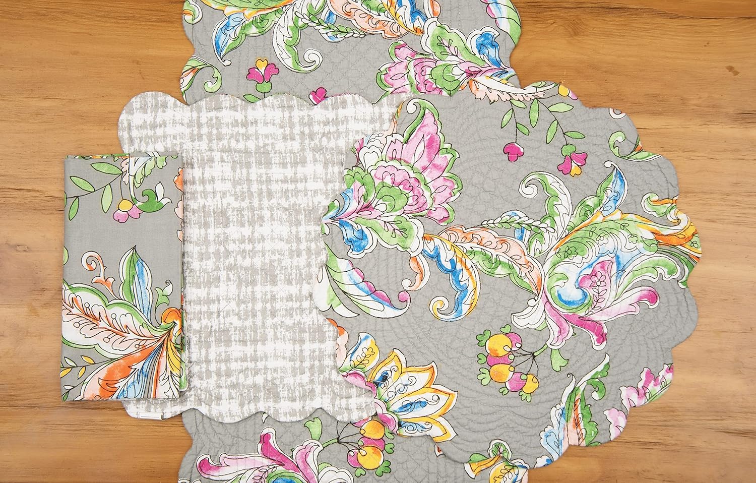 C&F Home Frey Quilted Reversible Table Runner 14" x 51" Quilted Reversible Colorful Paisley Grey Multicolored Tabletop Dining Room 14" x 51" Grey
