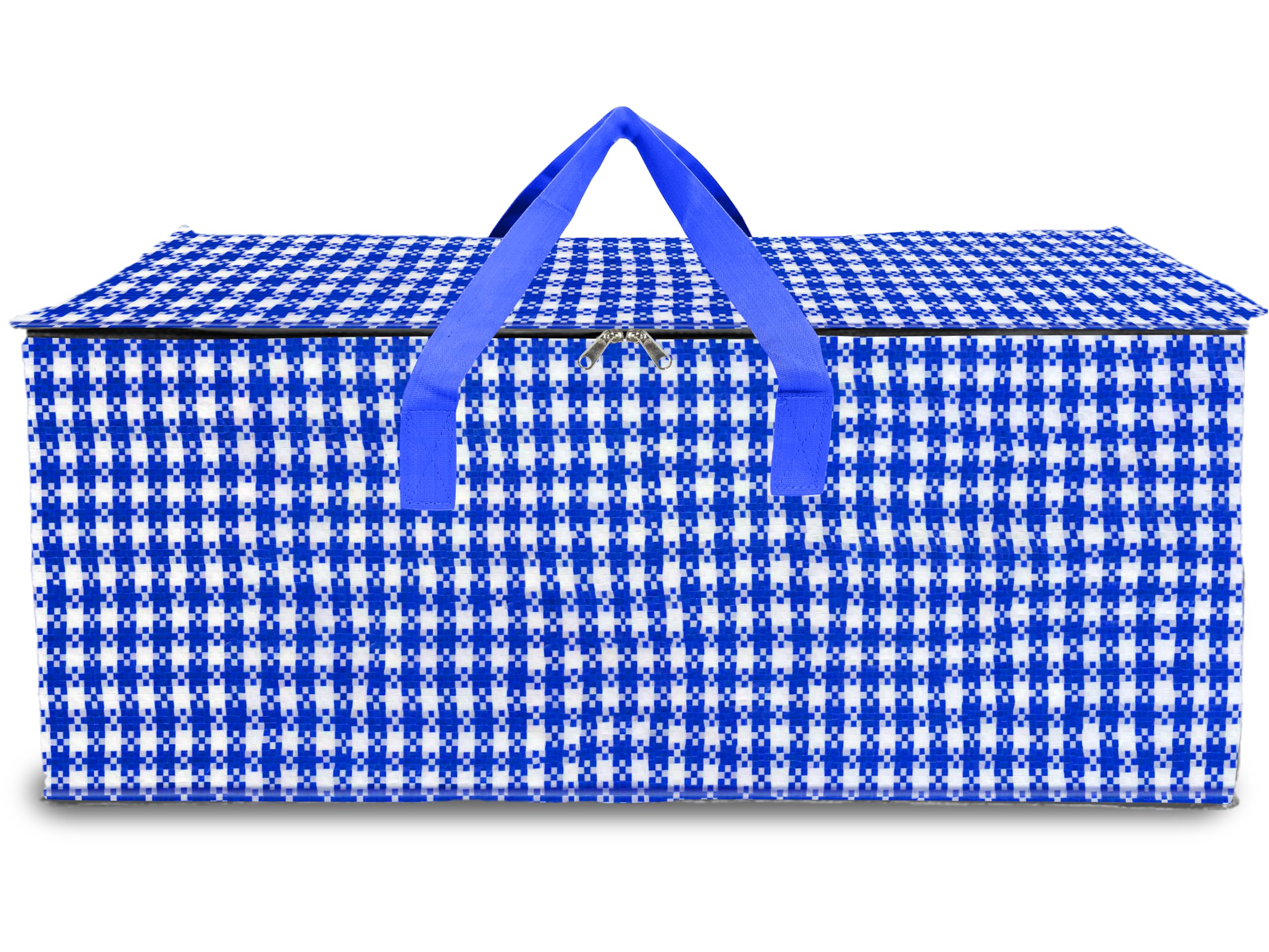 Shalimar Foldable Under Bed Storage/Duffle For Travel/Moving/Wardrobe Organizer Bag | Comfortable Handles | Water Resistant | 28.5Lx13.5Wx13.5H Inches | Pack of 1 - Blue/White