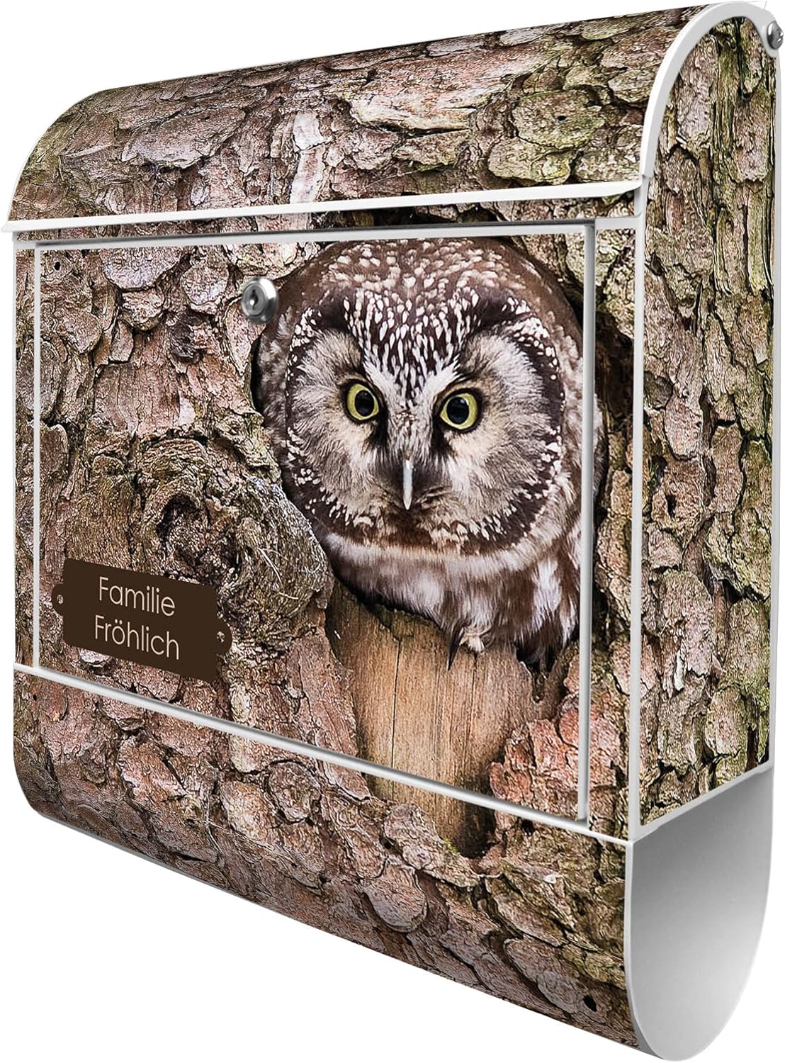 Personalisiert Briefkasten Mit Wildschwein - Weißer Stahlkasten Mit Zeitungsfach