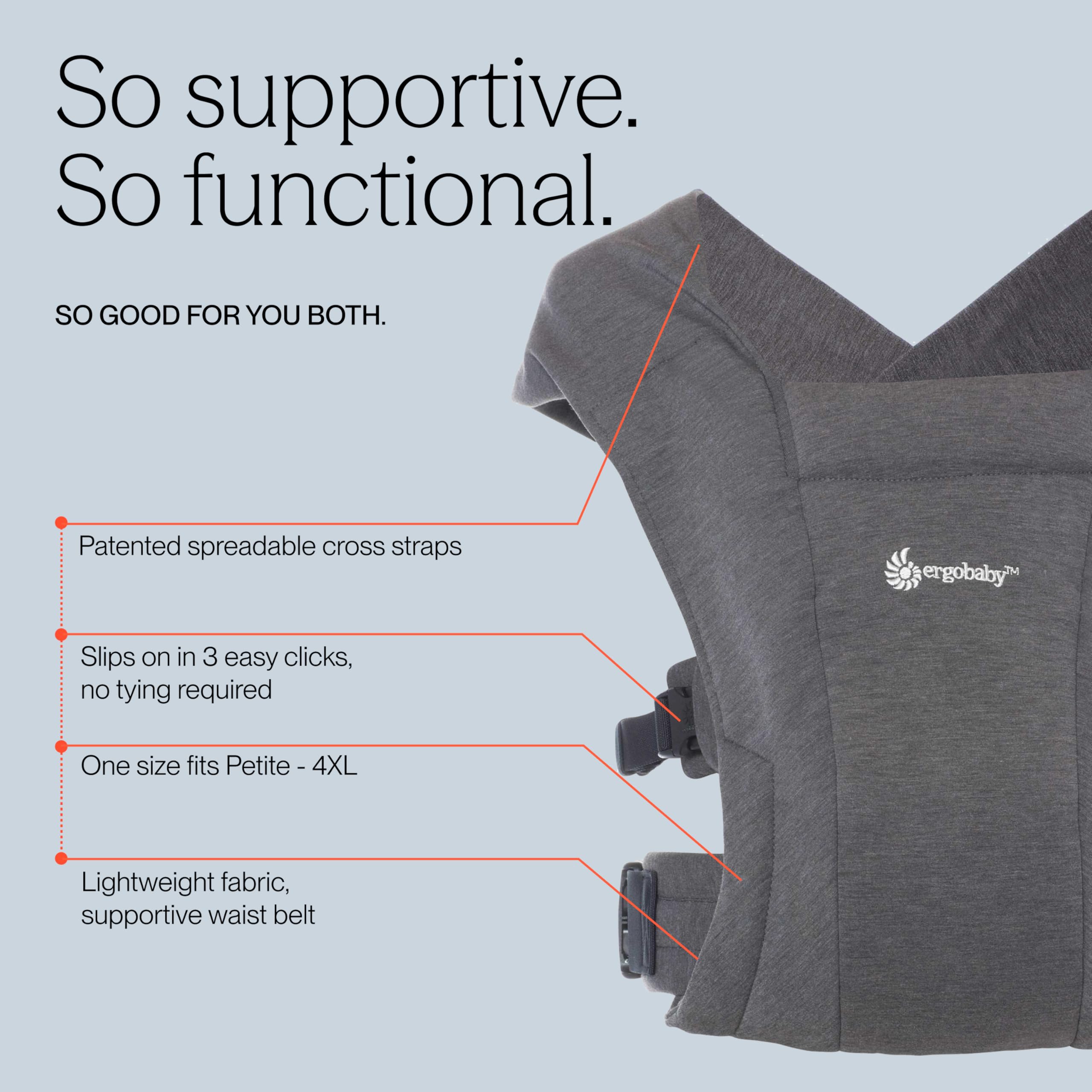 Ergobaby Embrace Newborn Baby Carrier, Soft, Cosy & Lightweight Carrier, Ergonomic Head & Neck Support, Adjustable Waistbelt & Cross Straps, 2 Carry Positions 3-11 Kgs, 0-12 Months 4