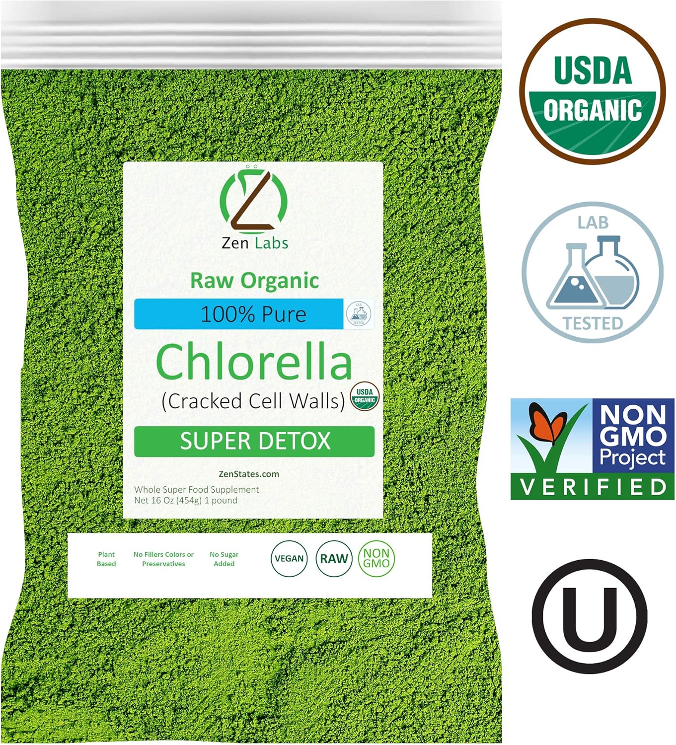 Zen Labs Chlorella Powder Raw Organic (Cracked Cell Walls