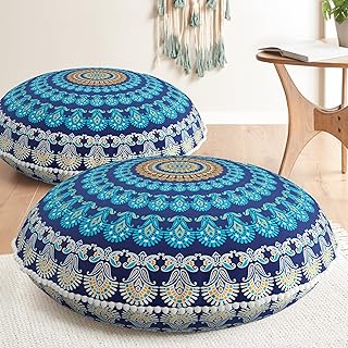Codi Meditation Floor Pillow Set of 2, Round Large Pillows Seating for A...