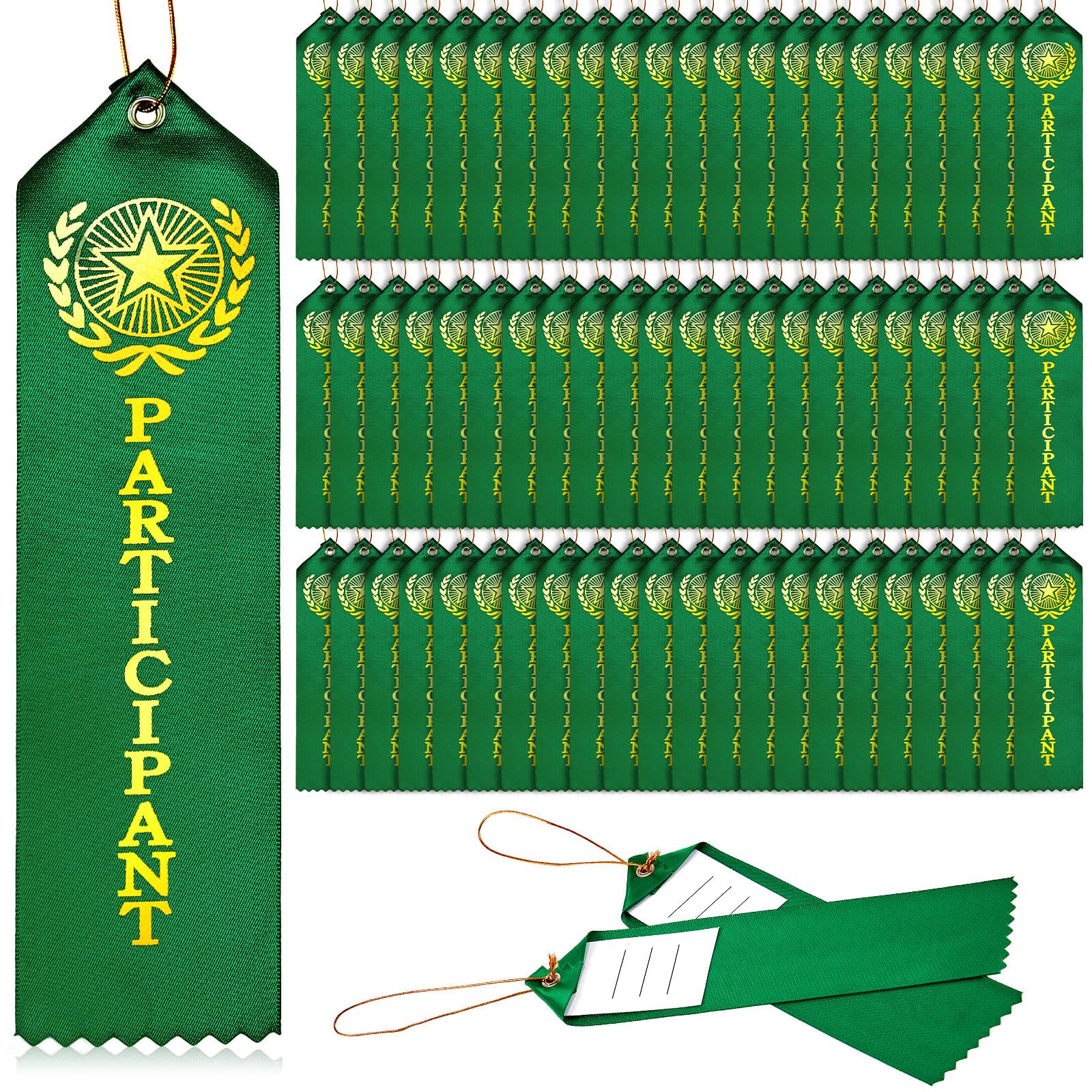 Zonon 36 Pieces Participant Award Ribbon with Event Card, Field Day, First Place Ribbons for Staff Coworker Sports Event, Music Contests, Dance Contests, Car Racing Competition, Team Prizes