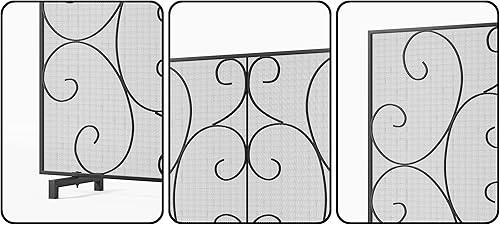 Miniatura 7 de Kingson Cubierta decorativa para chimenea de un solo panel, hecha a mano, malla de metal duradera, resistente al calor, malla de protección contra