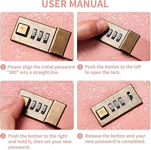 Miniatura 8 de Lock Diary - Diario vintage con cerradura para mujer, diario de cuero con cerradura recargable, con bloqueo personal, diario de escritura B6, diario