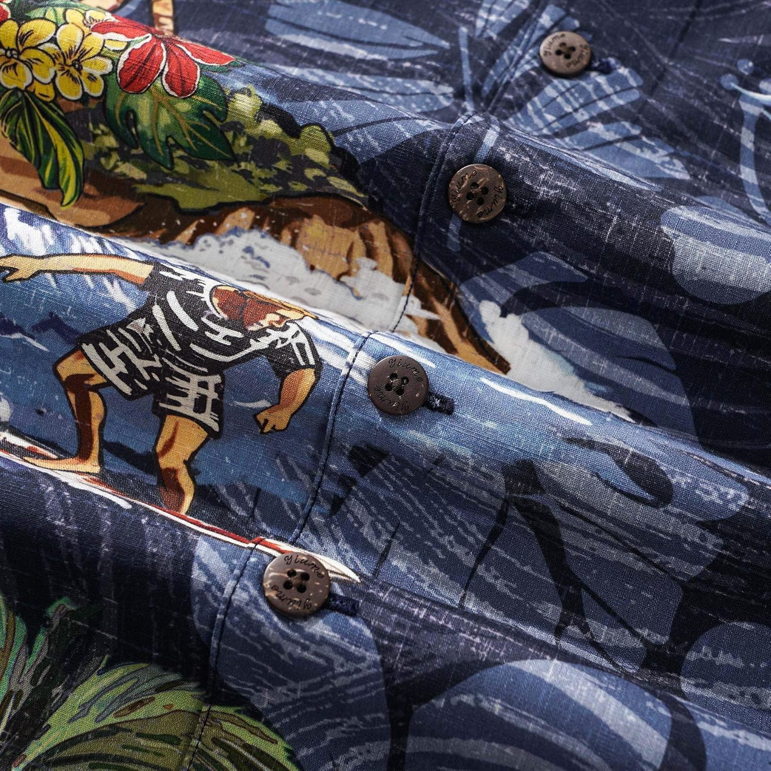 Aloha Surf Shirt 100% Cotton Men's Short Sleeve Camp Collar Shirt Blue Aloha Hawaiian