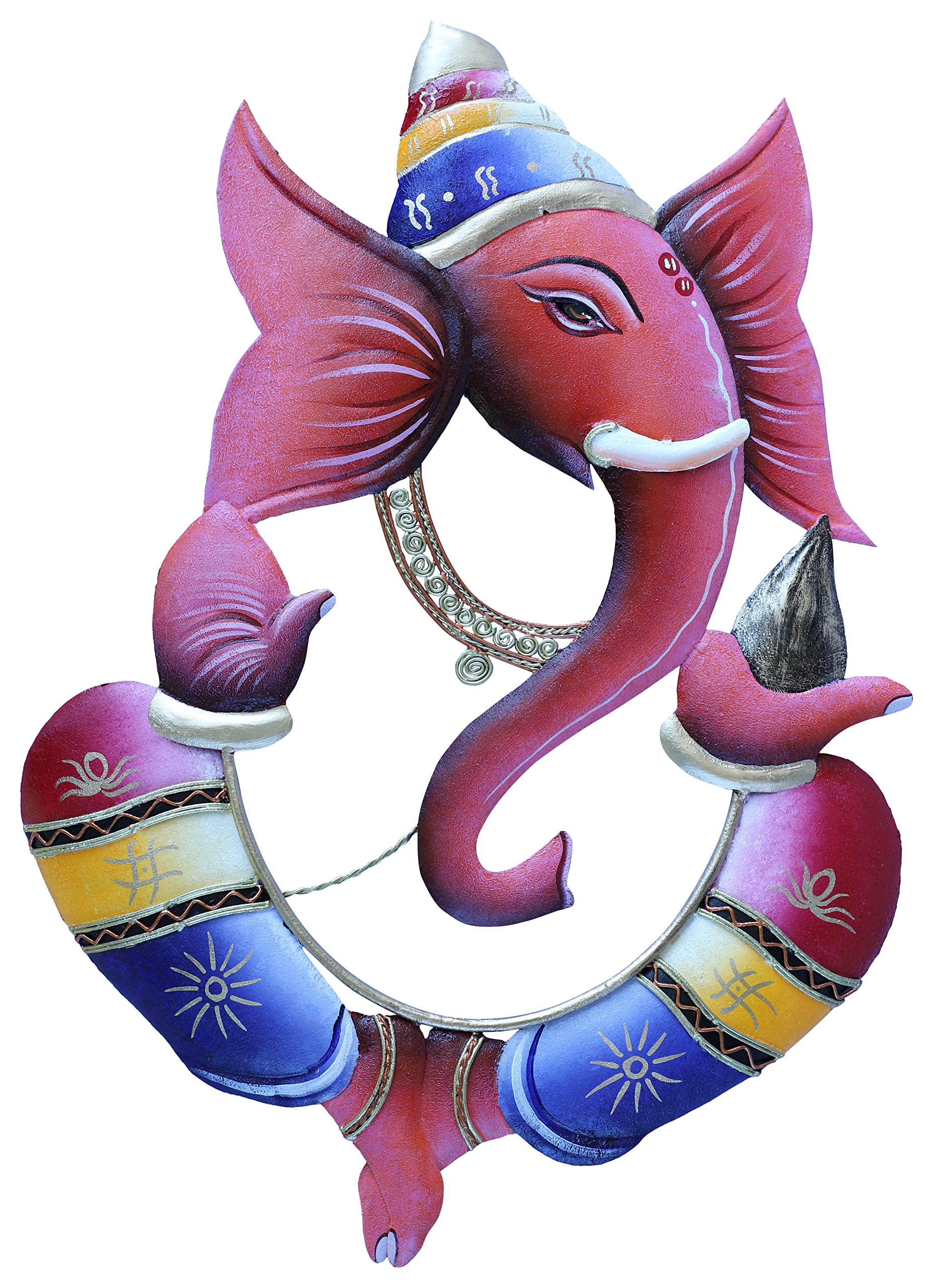 Mauli Handicraft Handmade Iron Decorative 3D Colour Full Ganesha Wall Hangings (25 cm x 20 cm x 1 cm)
